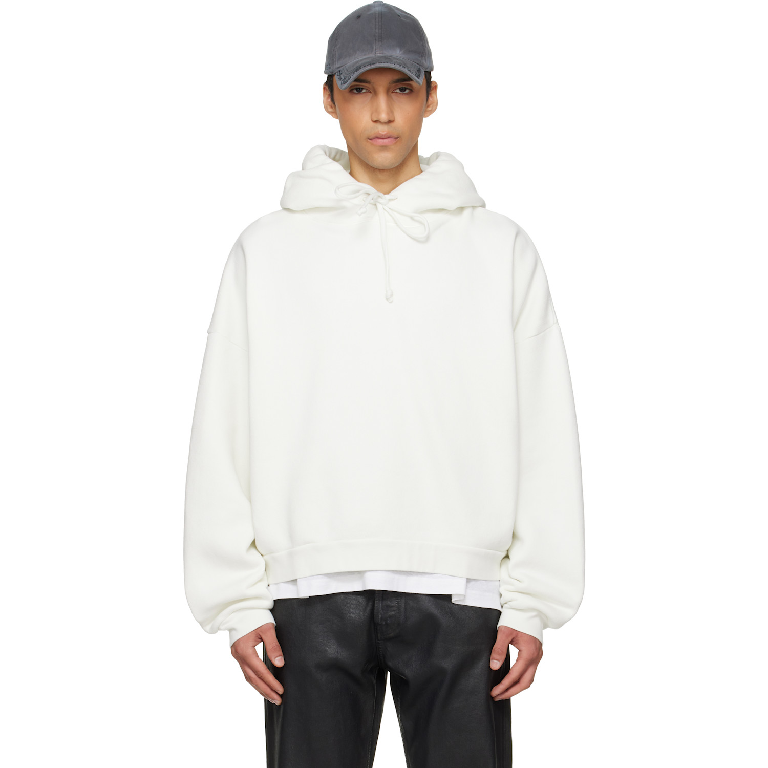 Acne Studios White Logo Fleece Hoodie