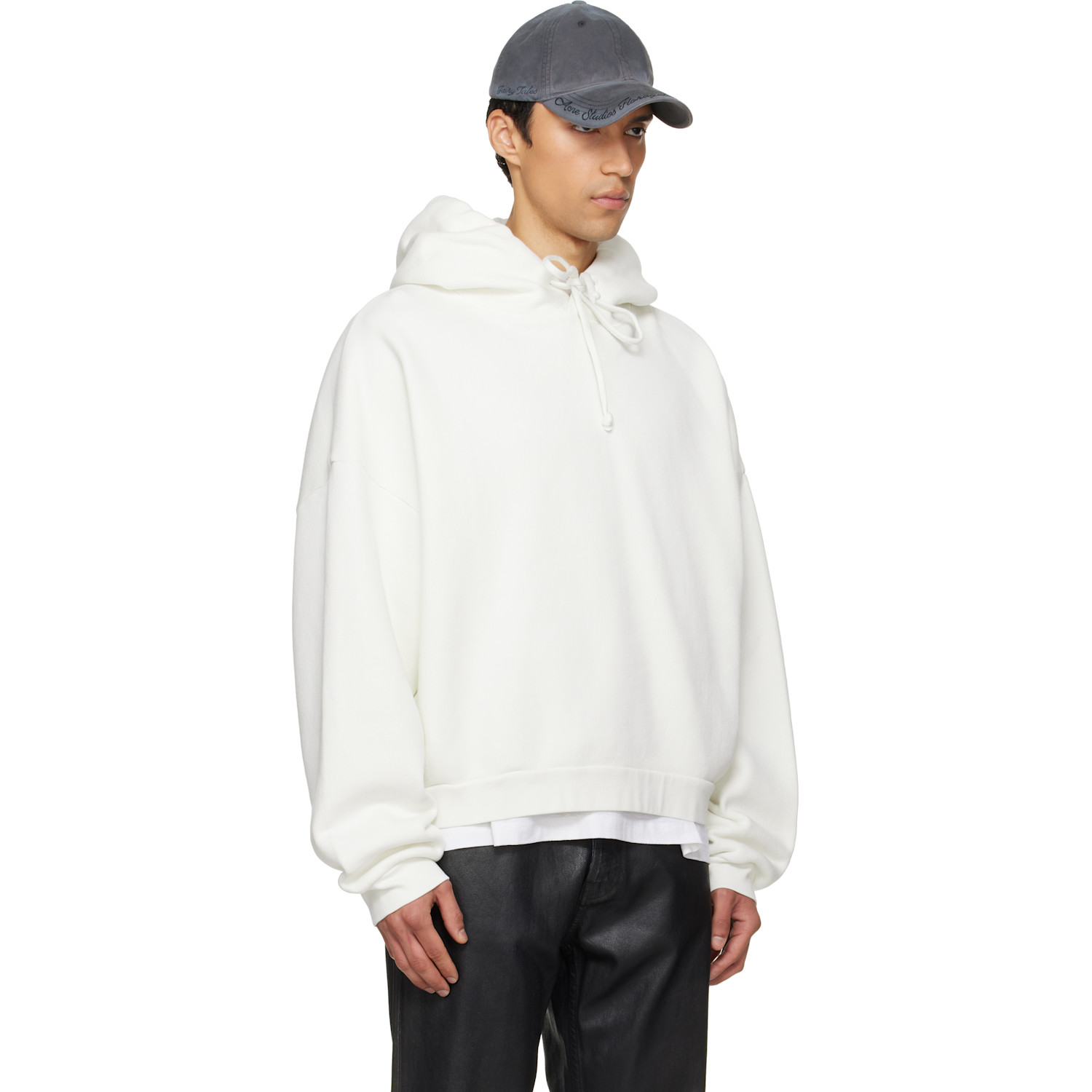 Acne Studios White Logo Fleece Hoodie 