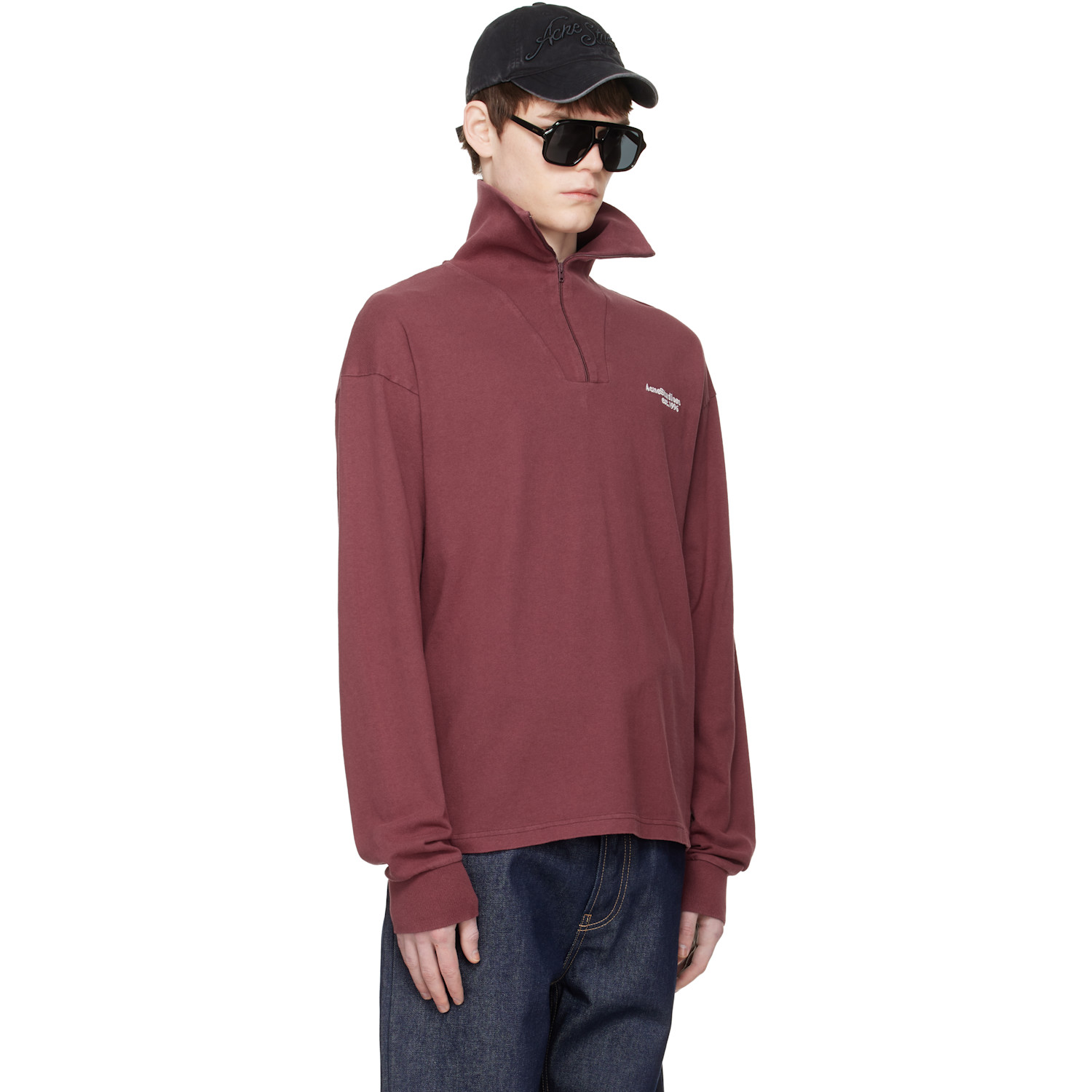  Acne Studios Red Zip-up Logo Sweatshirt 