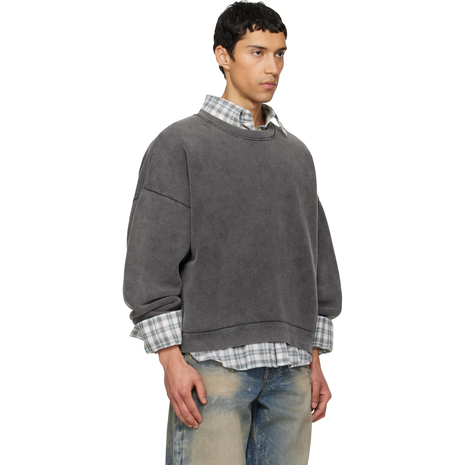  Acne Studios Gray Sweater Logo Patch Sweatshirt 