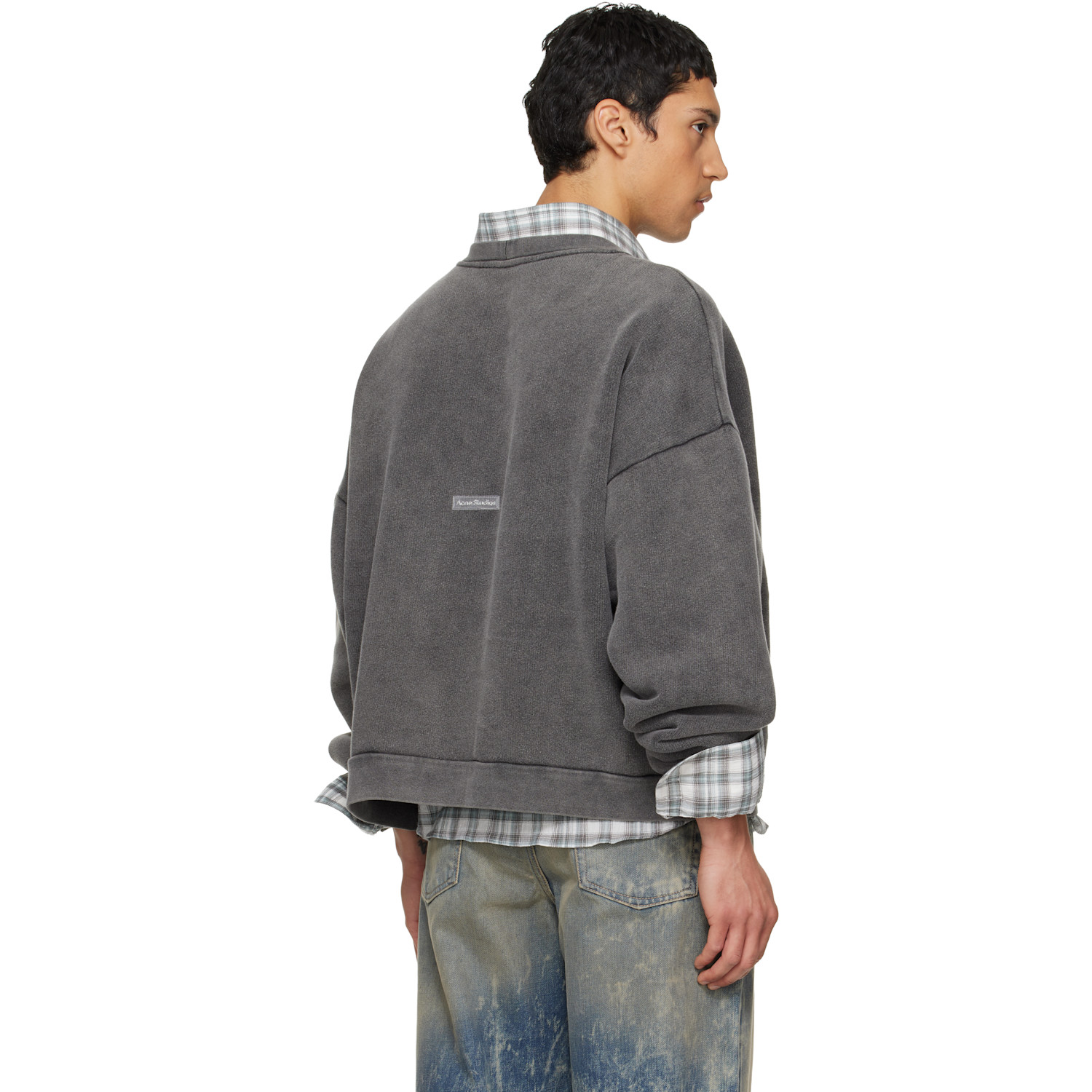  Acne Studios Gray Sweater Logo Patch Sweatshirt 