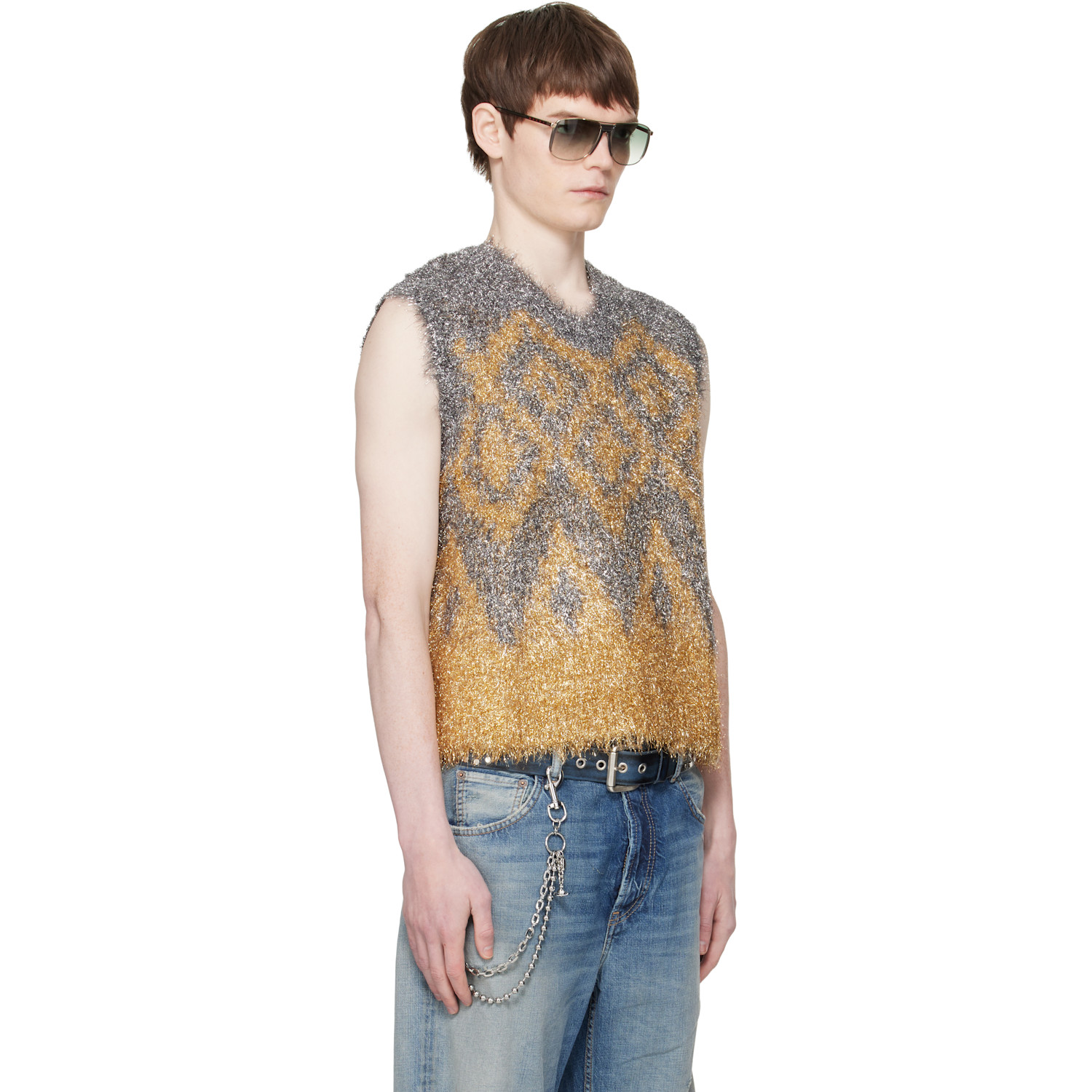  Acne Studios Gray Metallic Knit Vest 