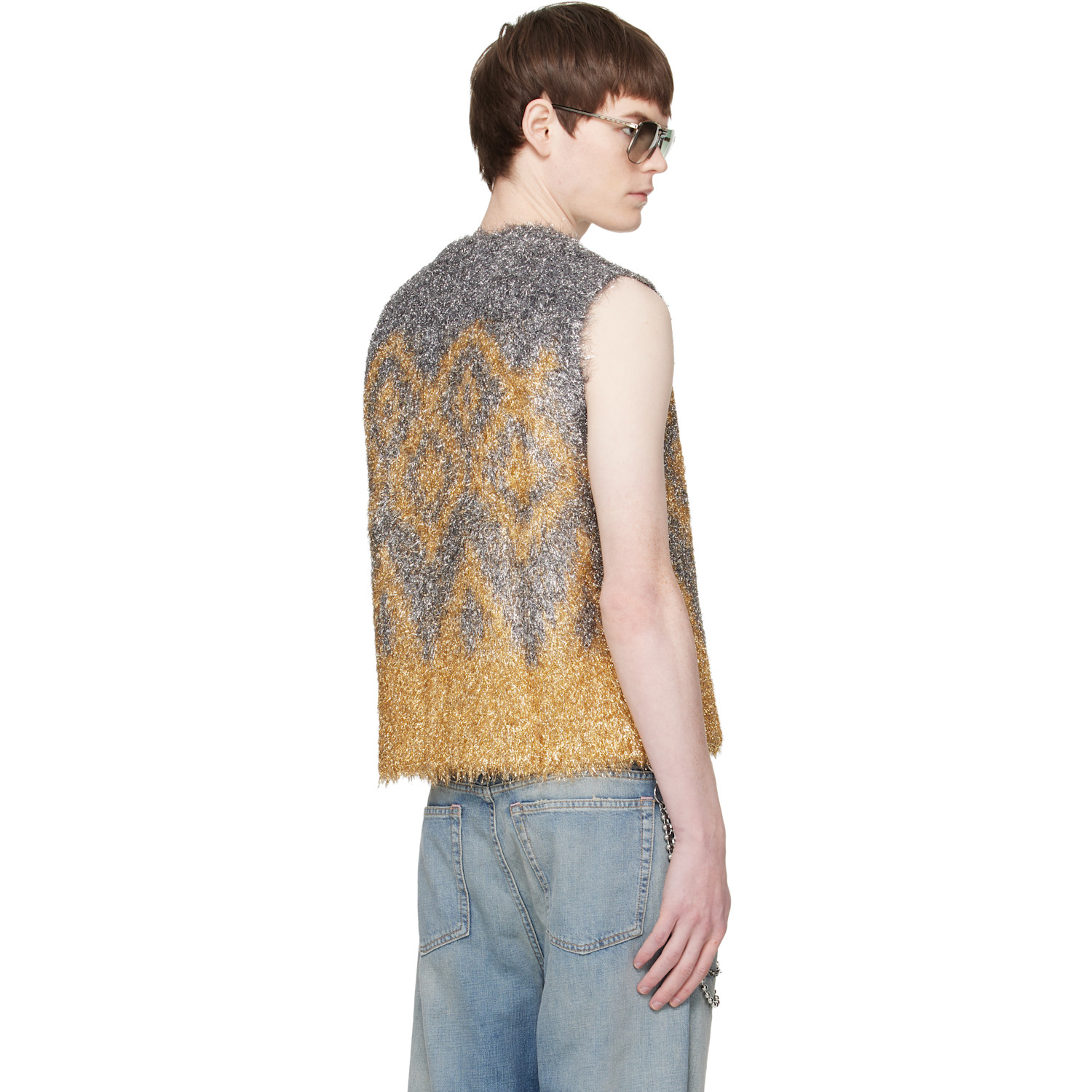  Acne Studios Gray Metallic Knit Vest 