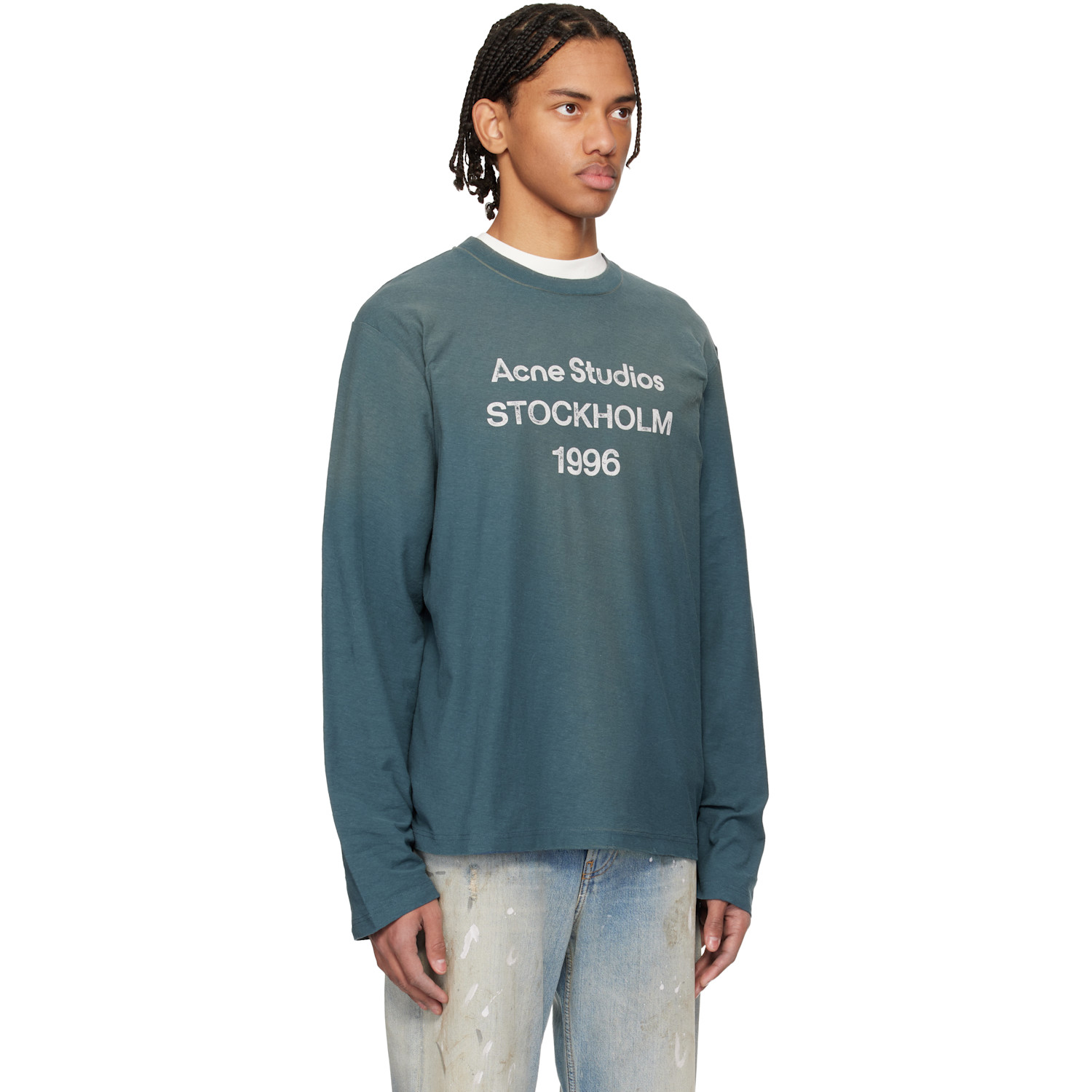  Acne Studios Blue Relaxed Fit Logo T-shirt 