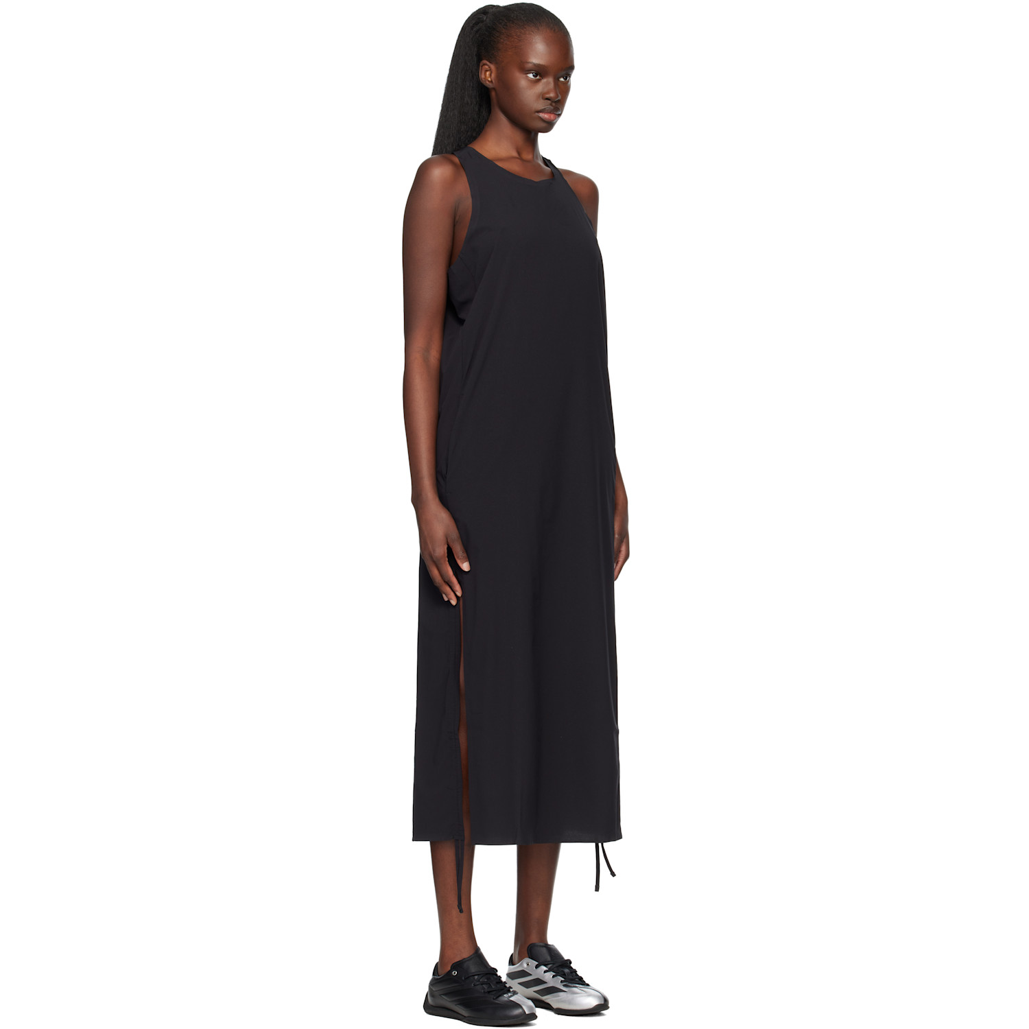  Y-3 Black Racer Cinch Midi Dress 