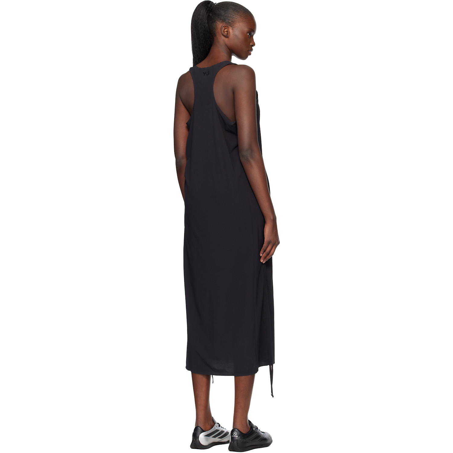  Y-3 Black Racer Cinch Midi Dress 