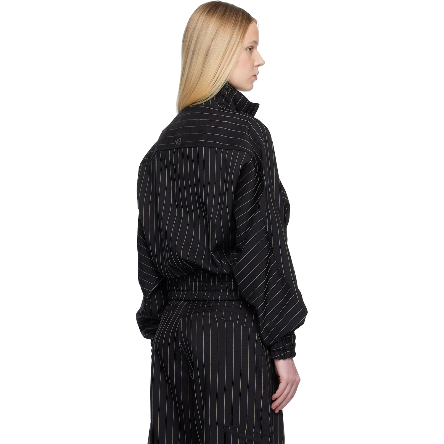  Y-3 Black Pinstripe Sport Uniform Blouson Jacket 