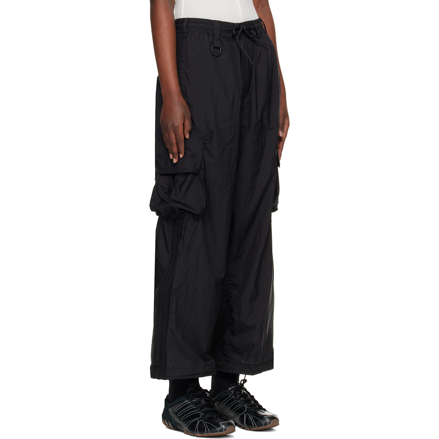  Y-3 Black 'y-3' Nylon Wired 3 Stripes Cargo Pants 