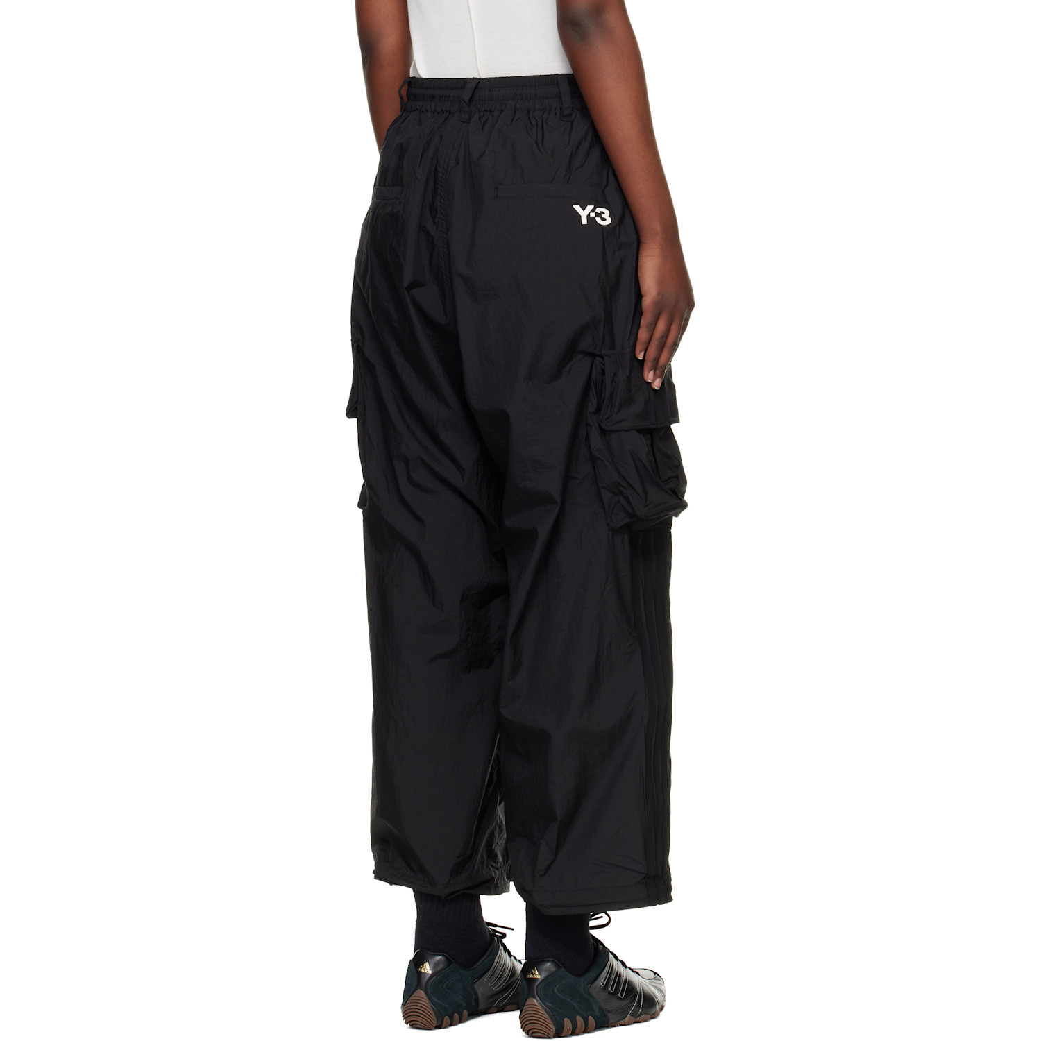  Y-3 Black 'y-3' Nylon Wired 3 Stripes Cargo Pants 