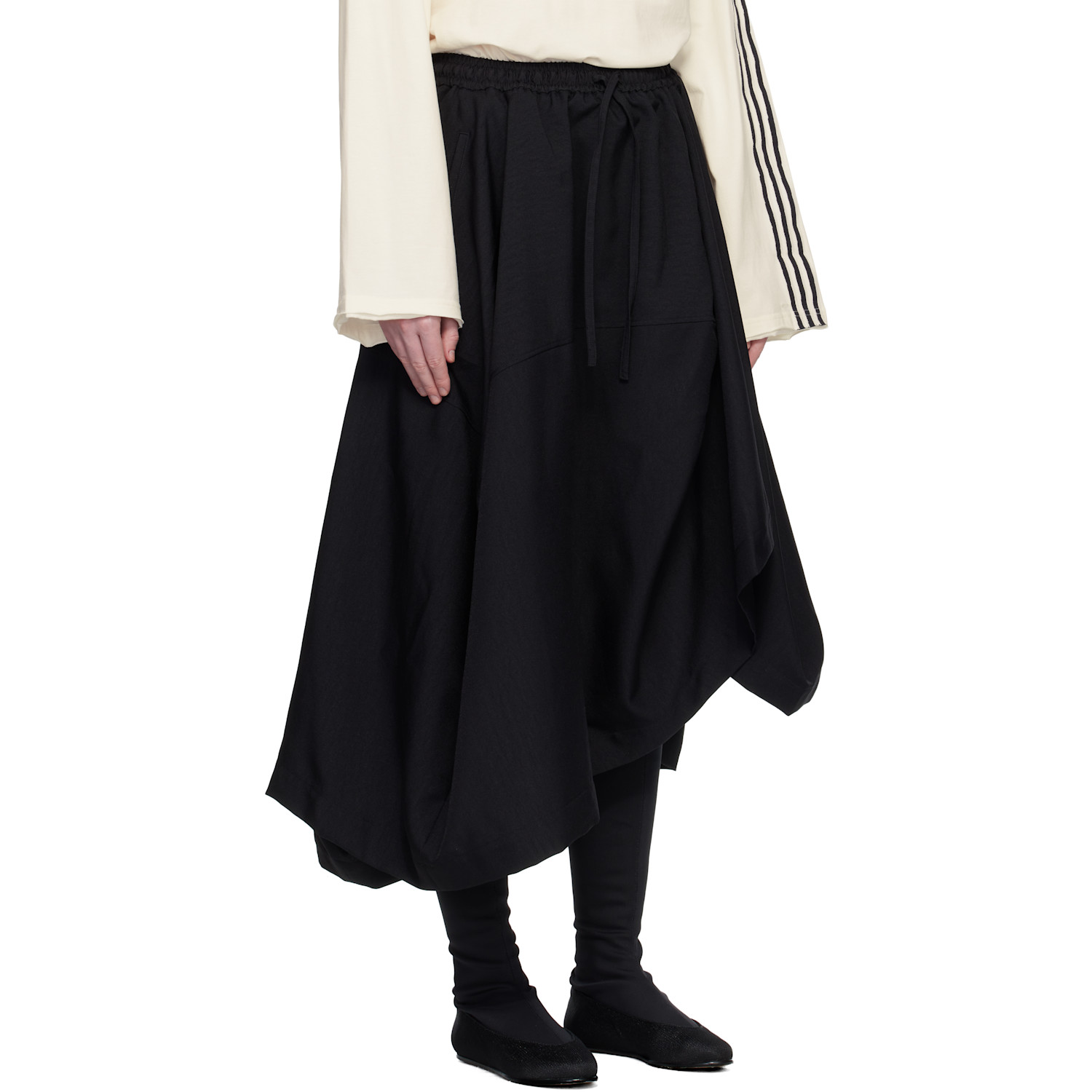  Y-3 Black Sport Uniform Midi Skirt 