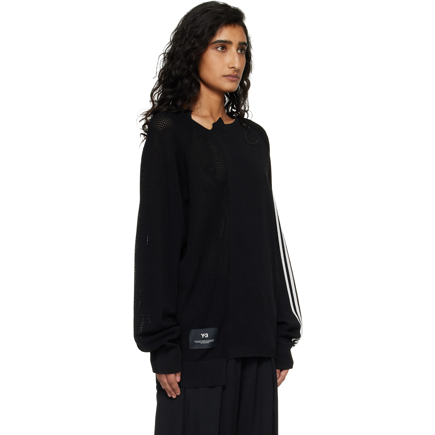  Y-3 Black Logo Knit Sweater 
