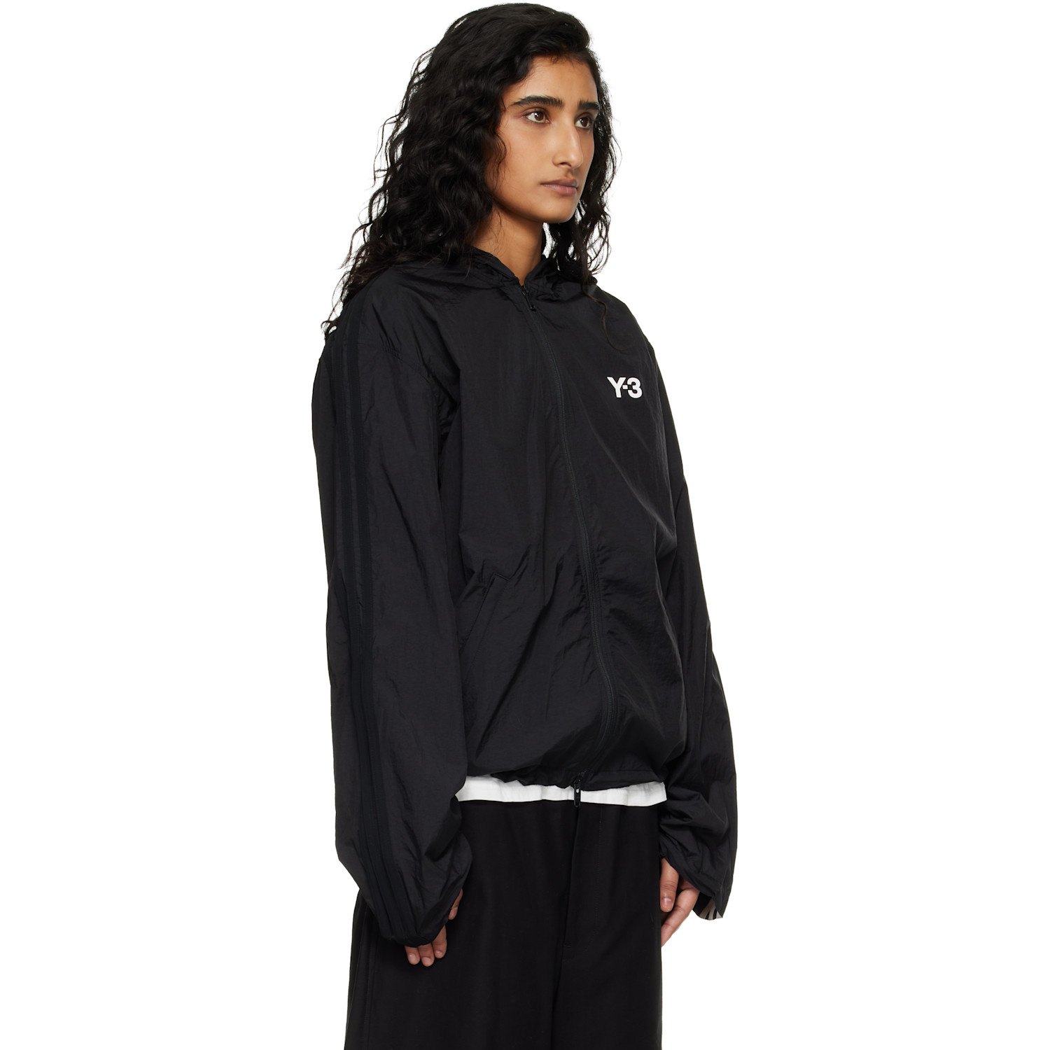  Y-3 Black Nylon Wired 3 Stripes Track Jacket 