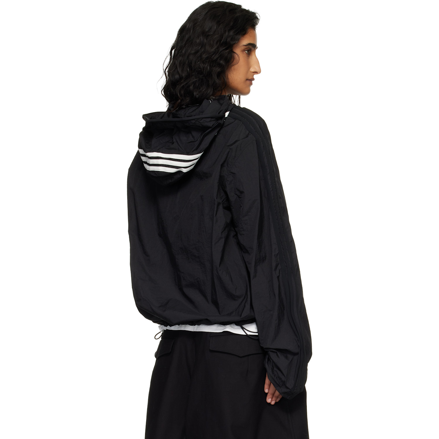  Y-3 Black Nylon Wired 3 Stripes Track Jacket 