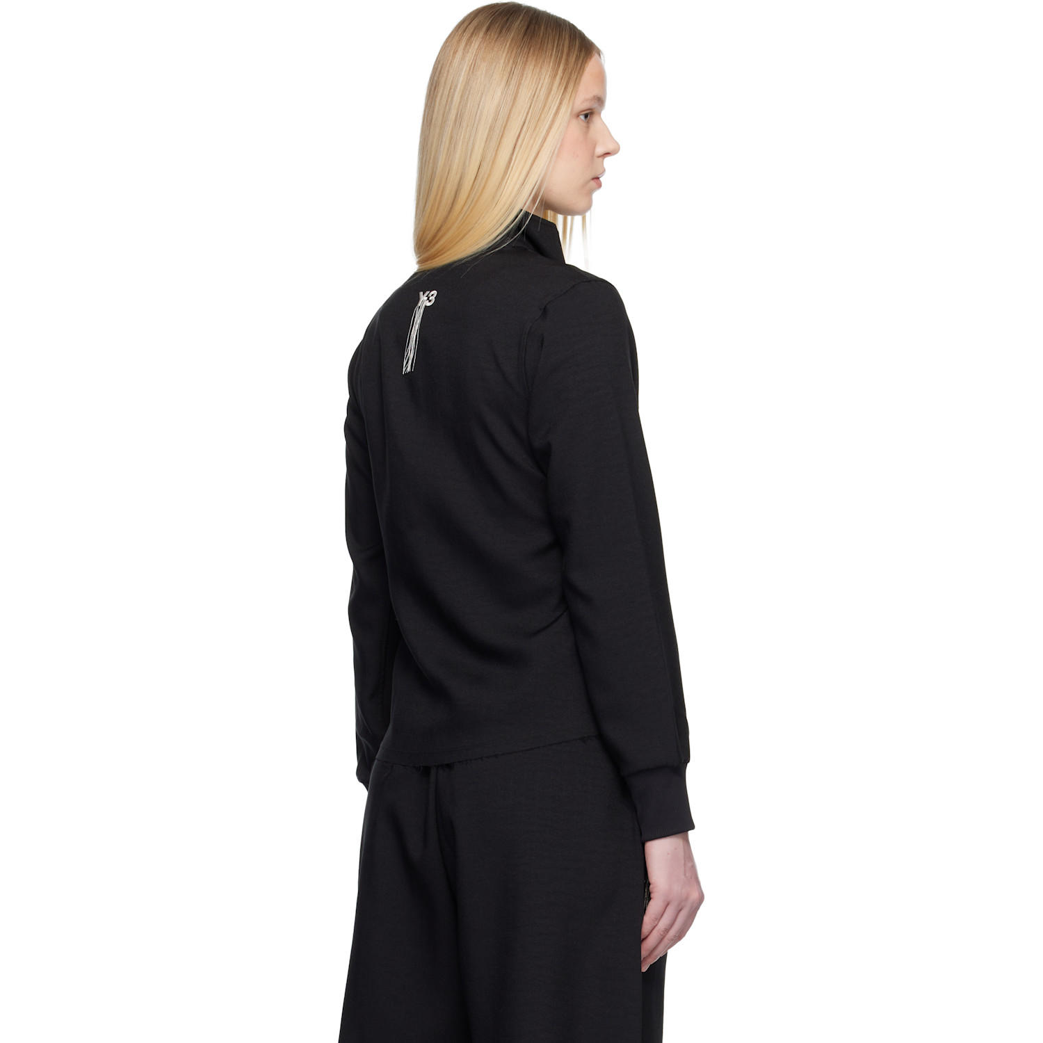  Y-3 Black Sport Uniform Raw Cut 3 Stripes Track Jacket 
