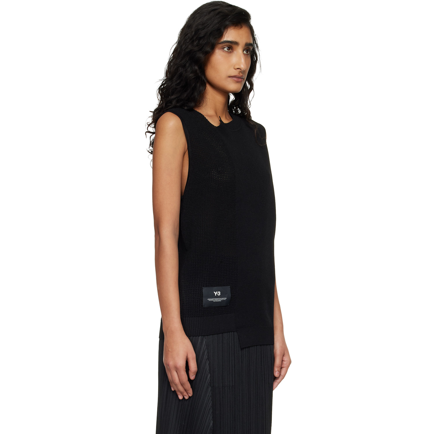  Y-3 Black Gfx Knitted Sweater Vest 