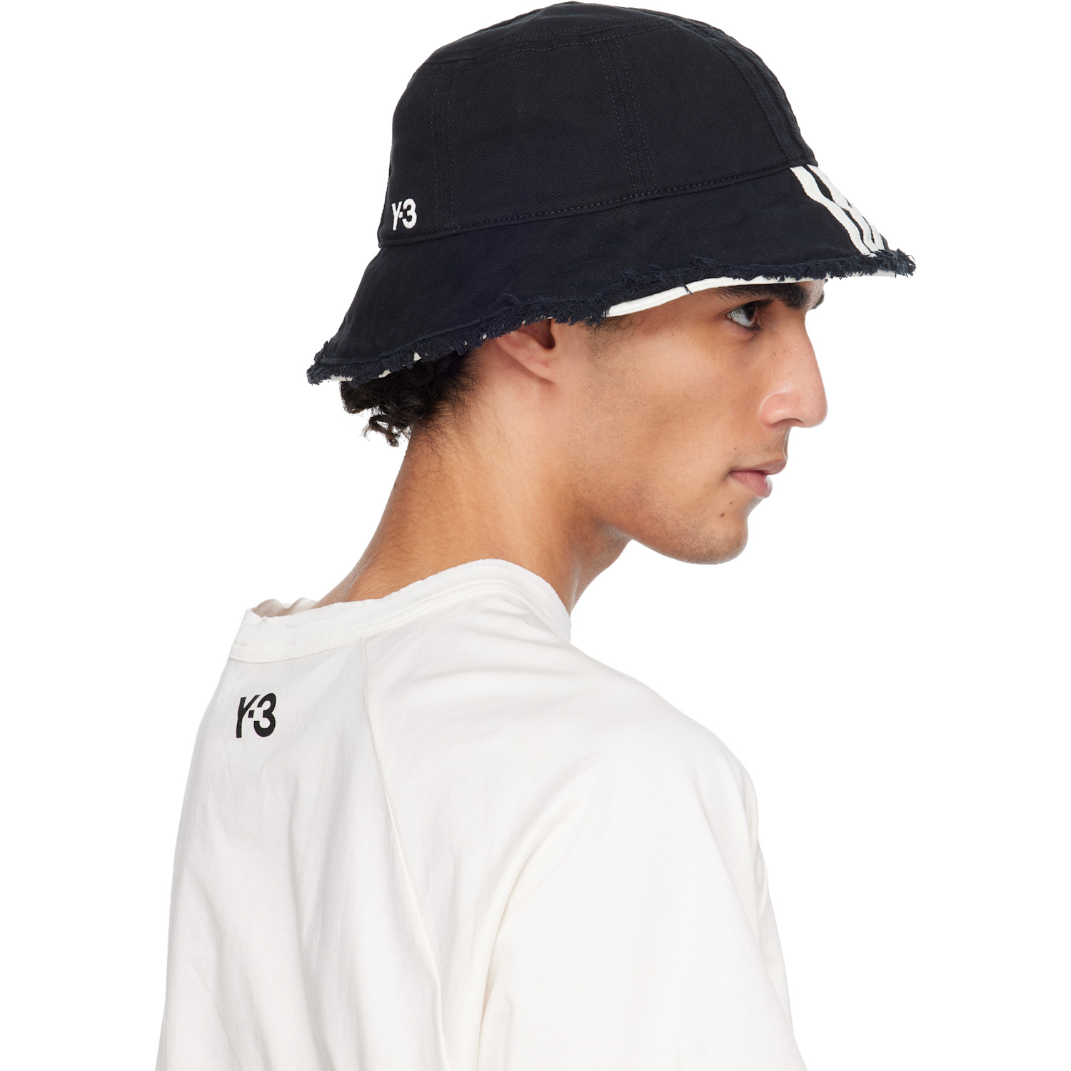  Y-3 Black Denim Stripes Bucket Hat 