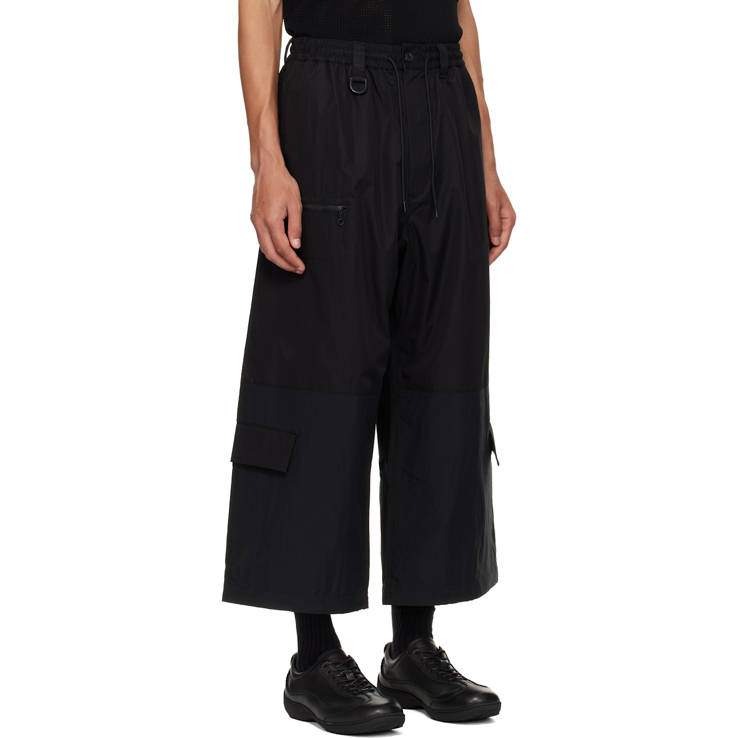  Y-3 Black Cropped Straight Leg Cargo Pants 