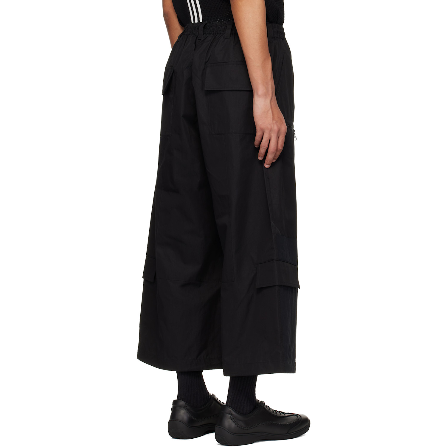  Y-3 Black Cropped Straight Leg Cargo Pants 