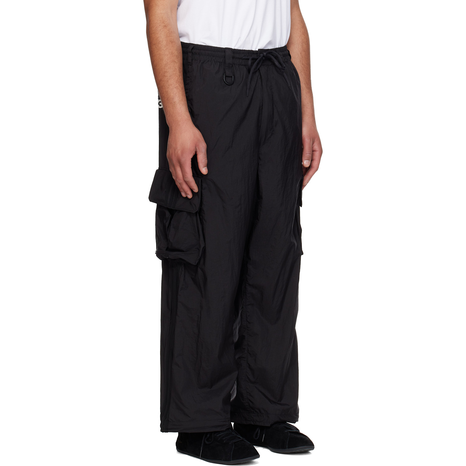  Y-3 Black Nylon Wired 3 Stripes Cargo Pants 