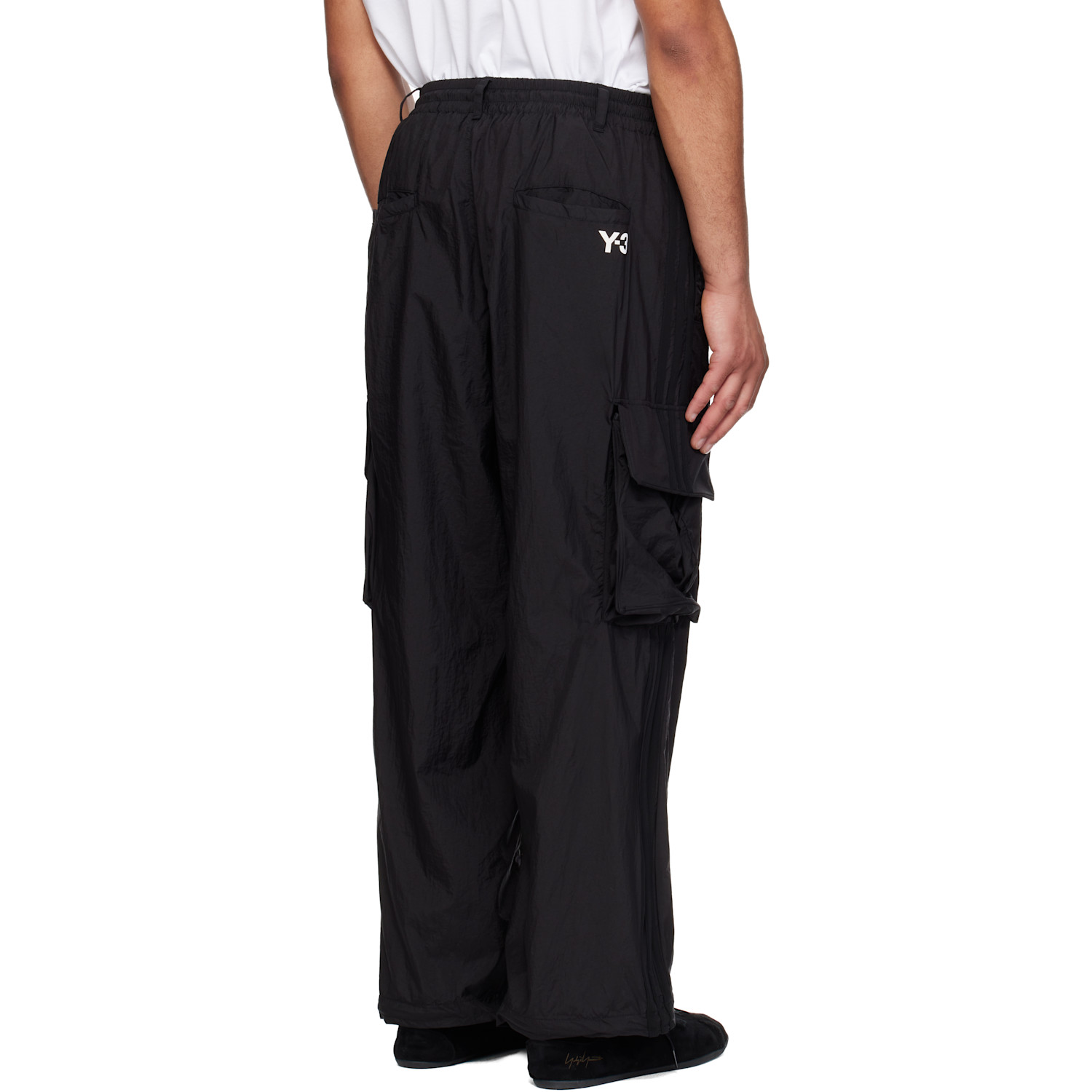  Y-3 Black Nylon Wired 3 Stripes Cargo Pants 