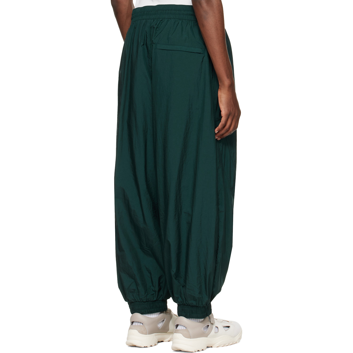  Y-3 Green Raw Edge 3 Stripes Nylon Shell Track Pants 
