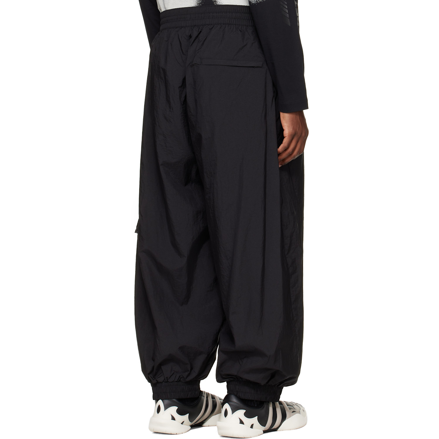  Y-3 Black Raw Edge 3 Stripes Nylon Shell Track Pants 