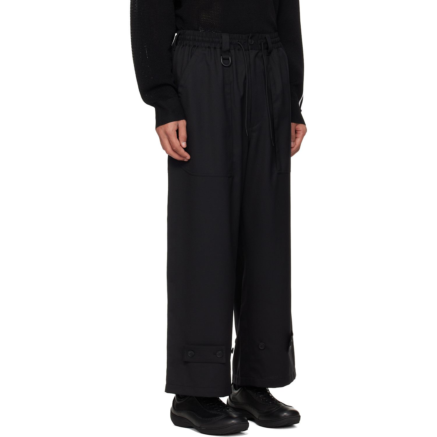  Y-3 Black Sport Uniform Wide Leg Trousers 