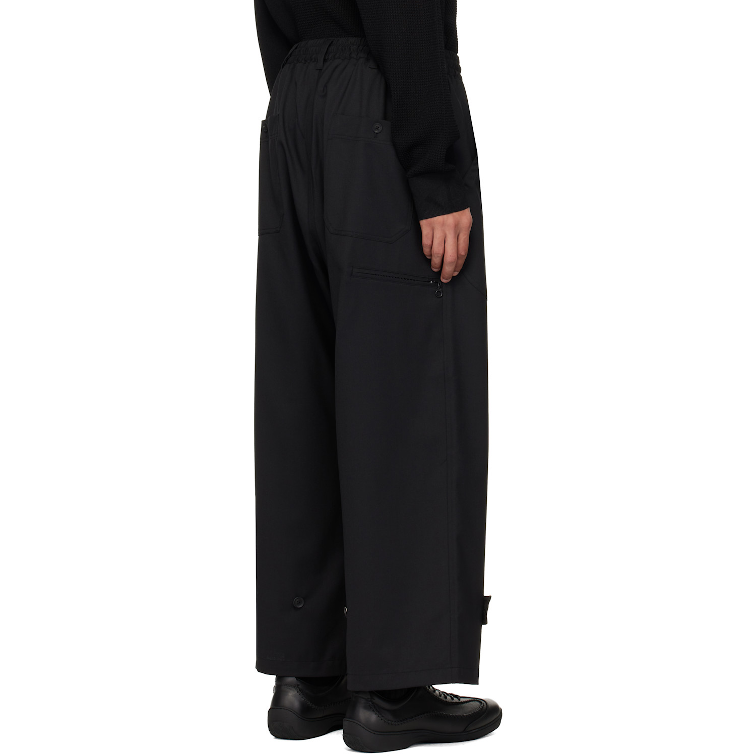  Y-3 Black Sport Uniform Wide Leg Trousers 