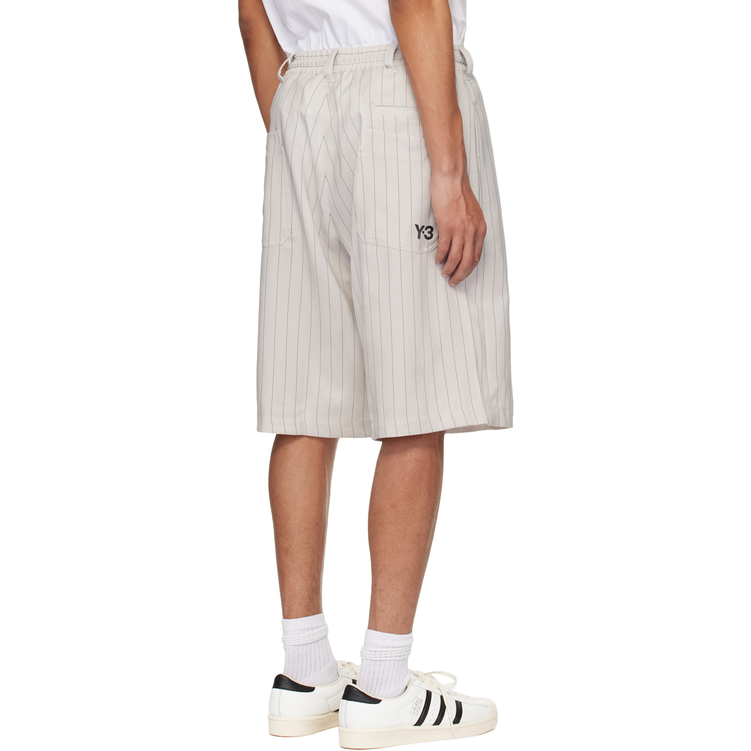  Y-3 Gray Pinstripe Sport Uniform Shorts 
