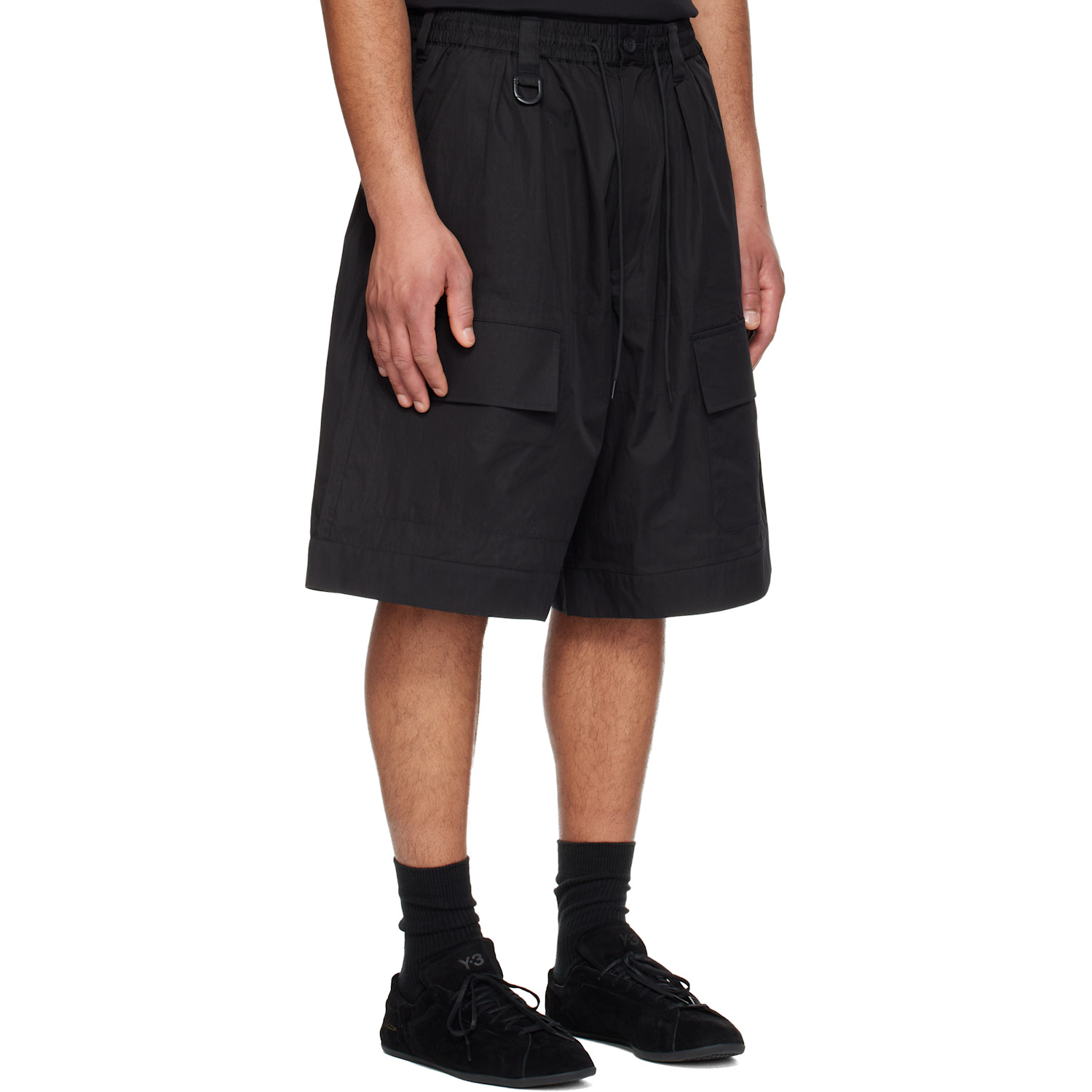  Y-3 Black Wide Leg Shorts 