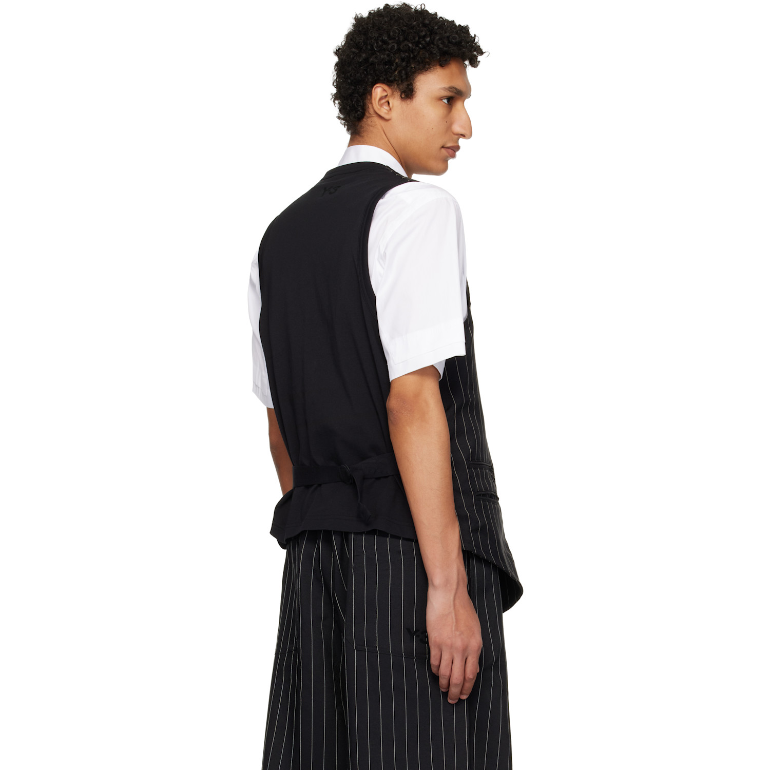 Y-3 Black Sport Uniform Pinstripe Tailored Vest 