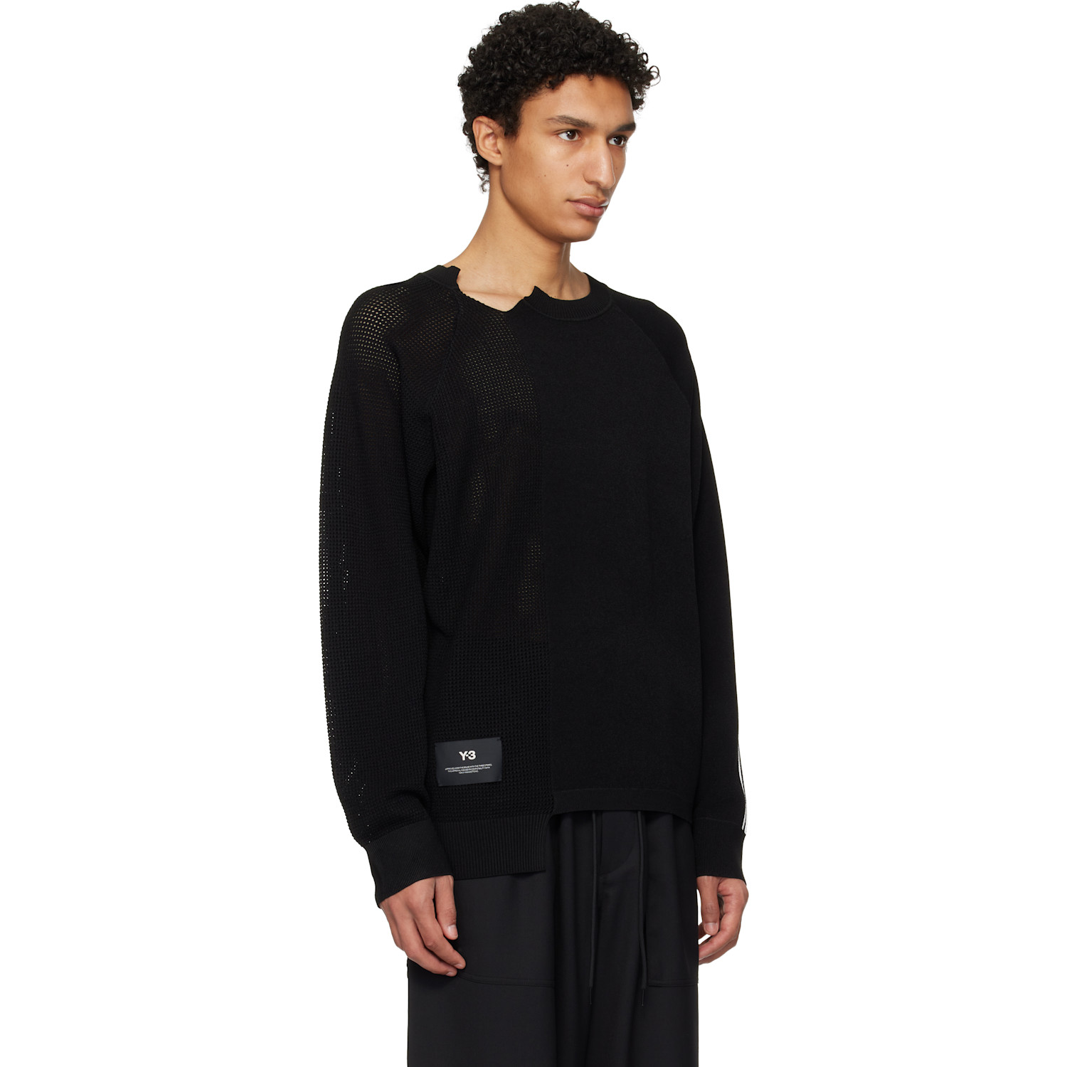  Y-3 Black Logo Knit Sweater 