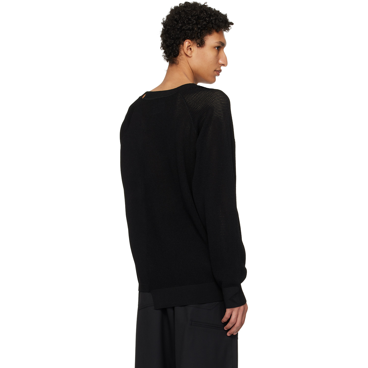  Y-3 Black Logo Knit Sweater 