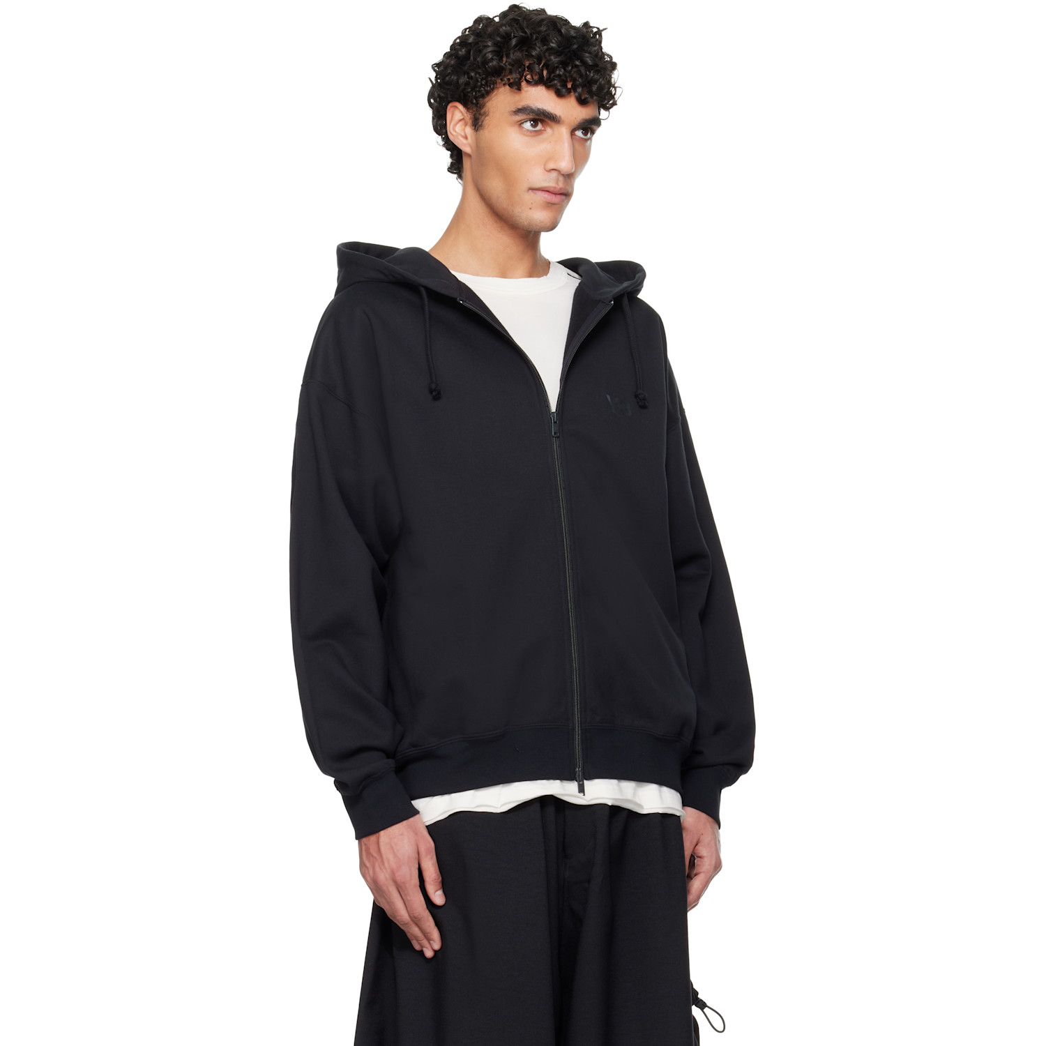  Y-3 Black Brushed Terry Zip Hoodie 