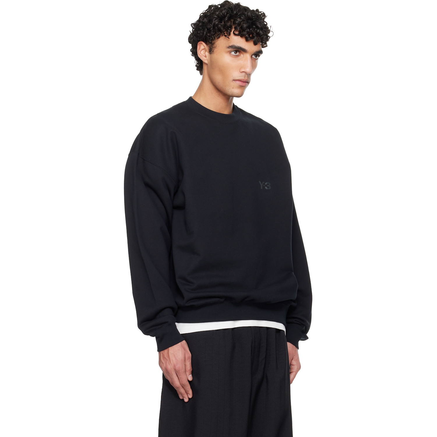  Y-3 Black Brushed Terry Crew Sweatshirt 