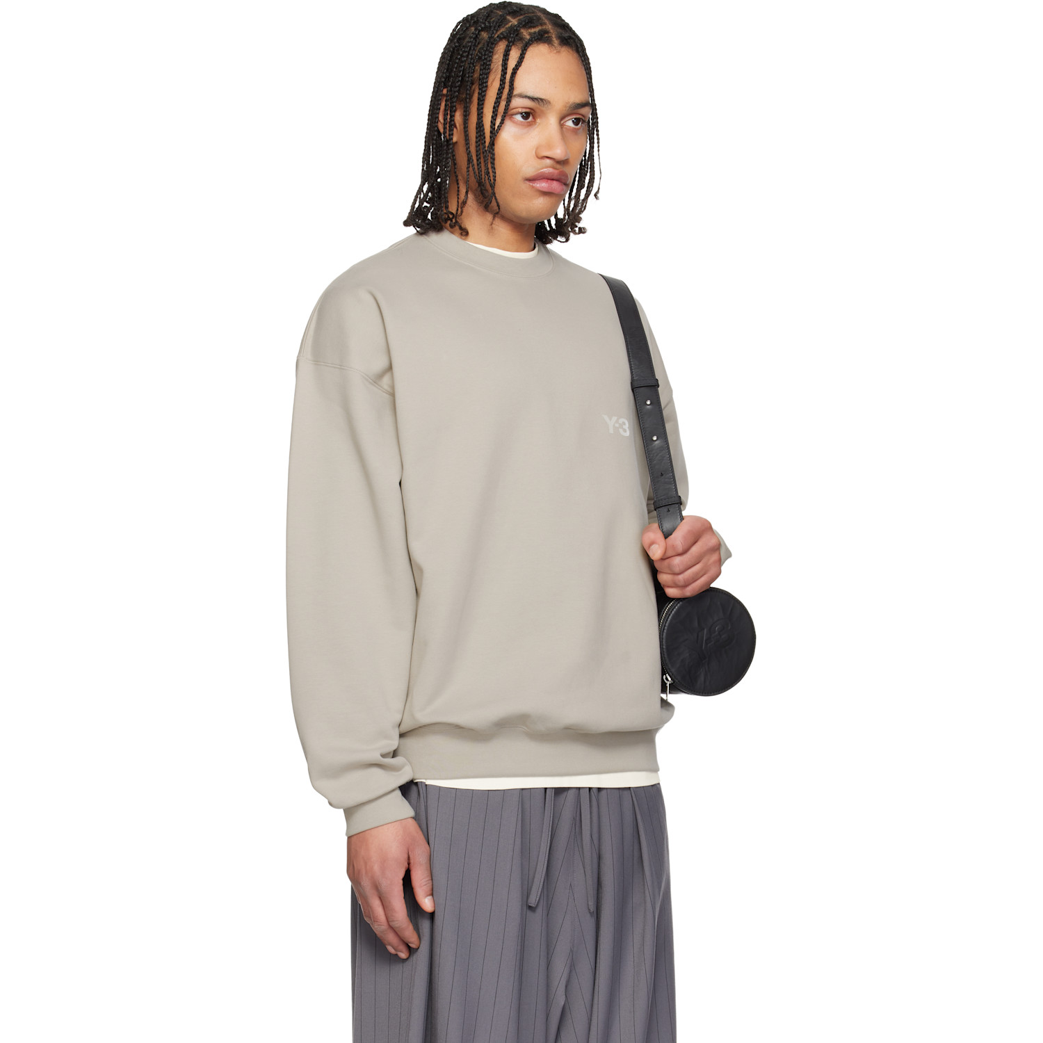  Y-3 Taupe Brushed Terry Crew Sweatshirt 