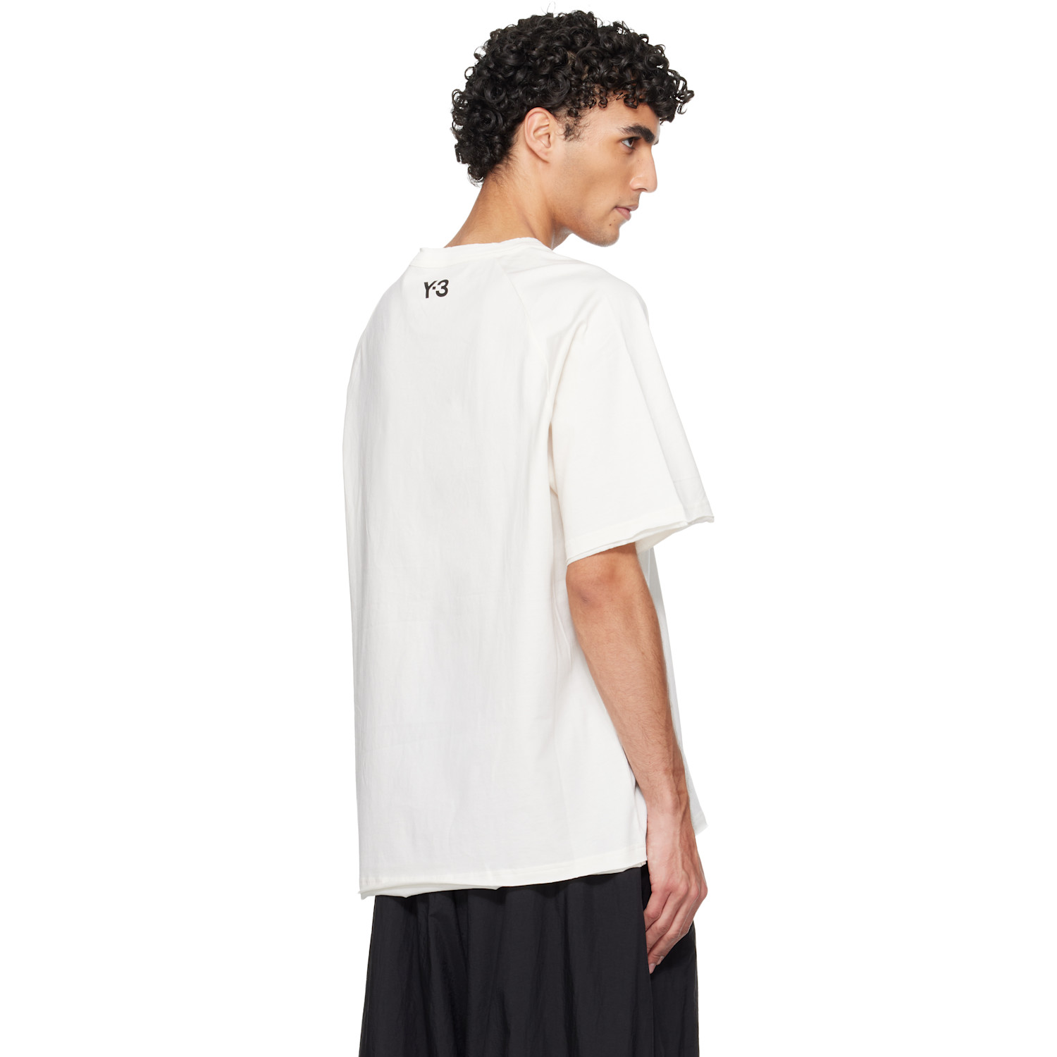  Y-3 Off-white Raw Edge 3 Stripes Short Sleeve T-shirt 
