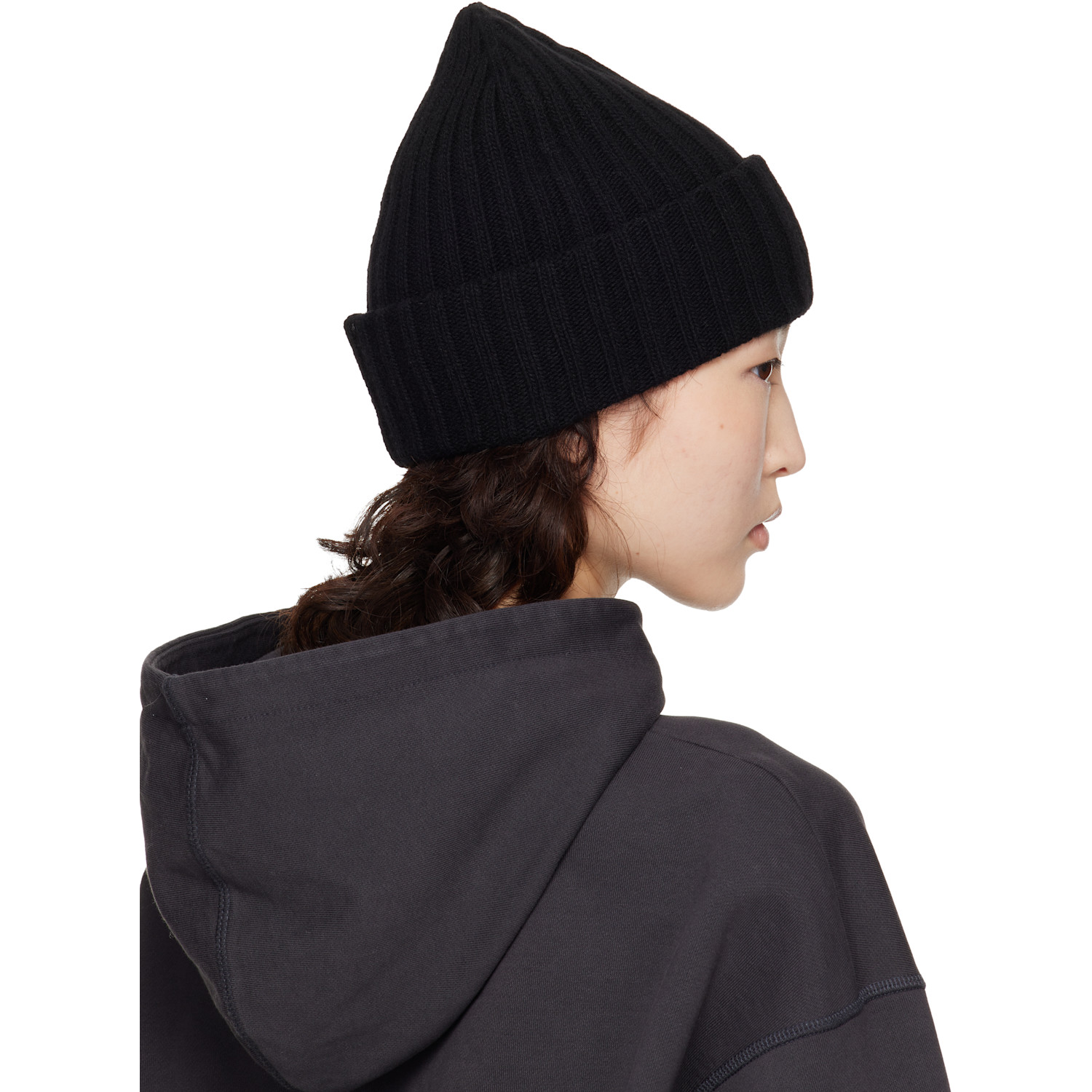 Ganni Black Wool Knit Beanie 
