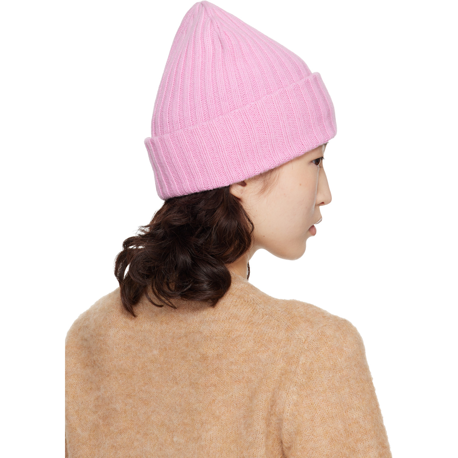 Ganni Pink Wool Knit Beanie 