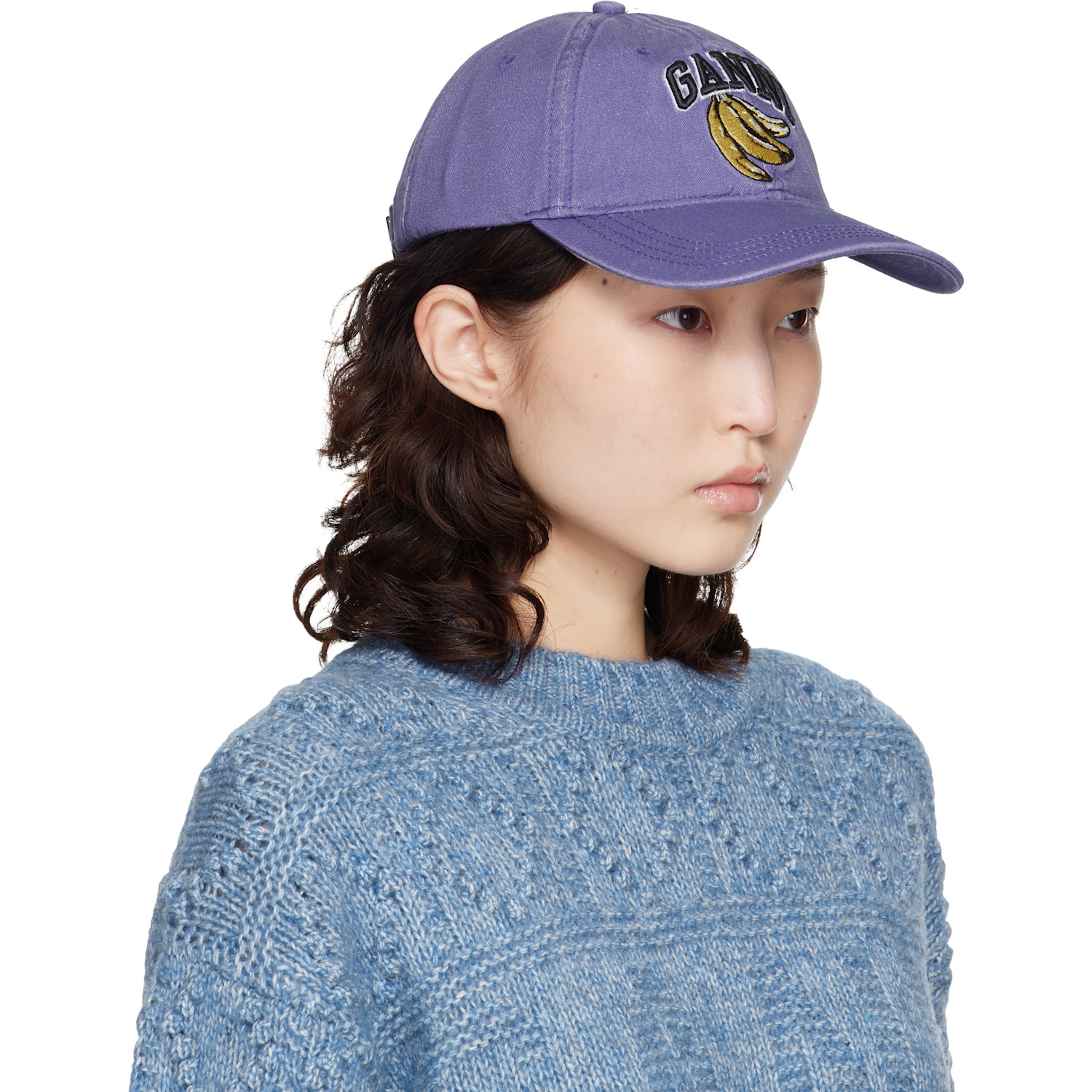  Ganni Purple Washed Canvas Cap 