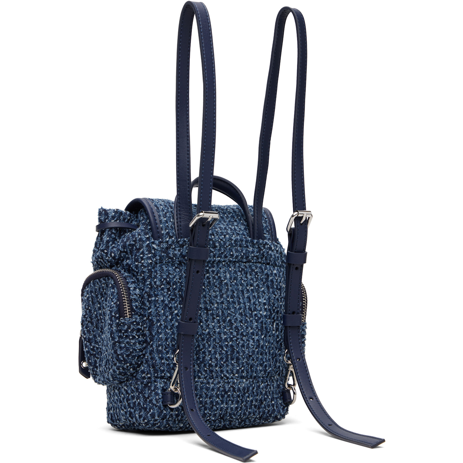  Ganni Blue Bucky Nano Tweed Denim Backpack 
