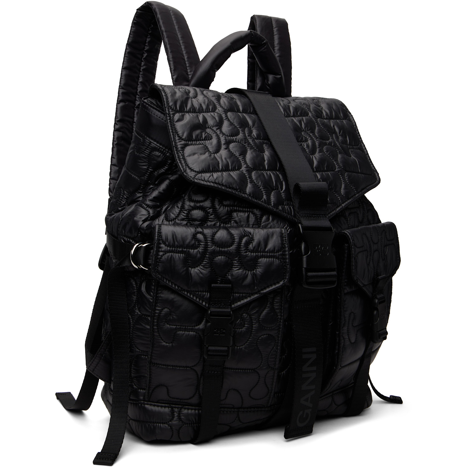  Ganni Black Quilted Re-tech Backpack 