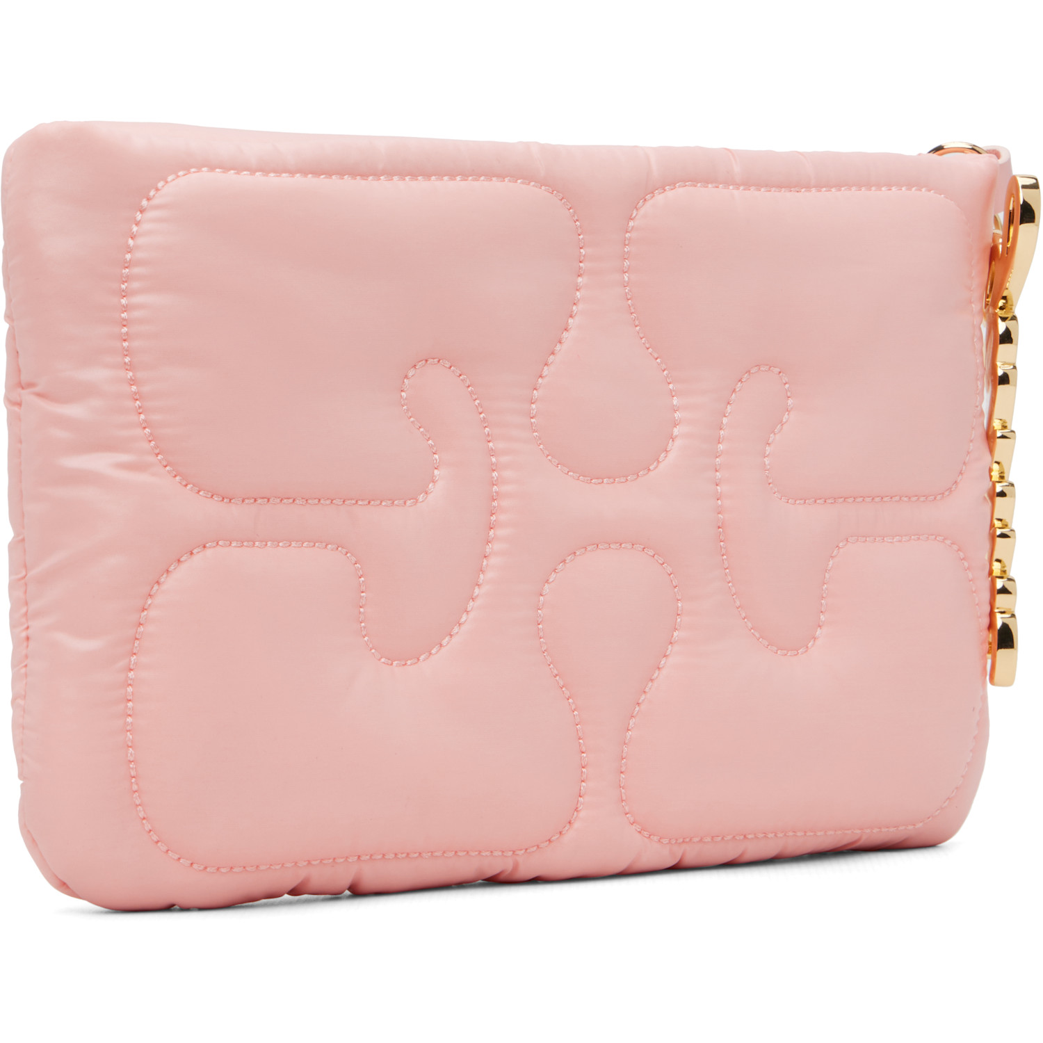  Ganni Pink Quilted Re-tech Pouch 