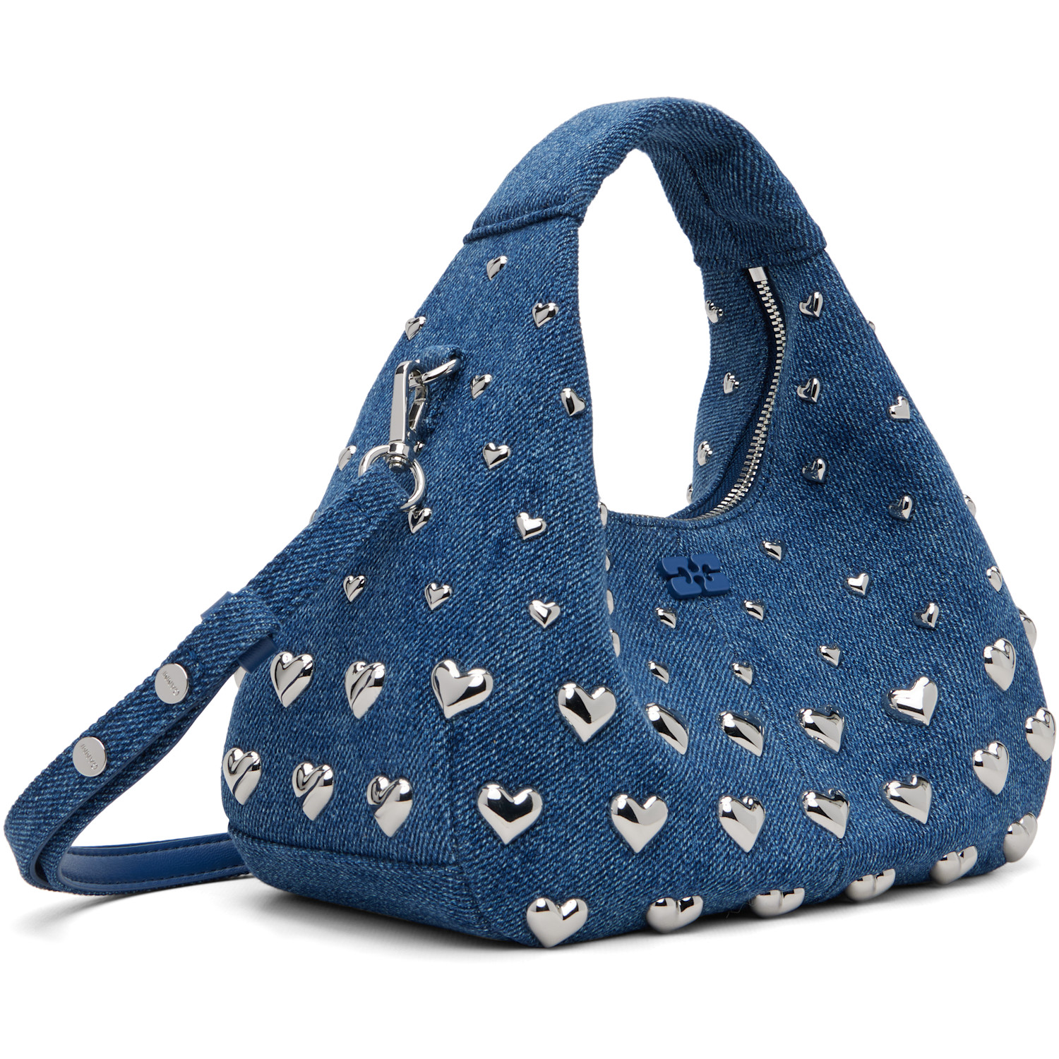  Ganni Blue Denim Stud Mini Bag 
