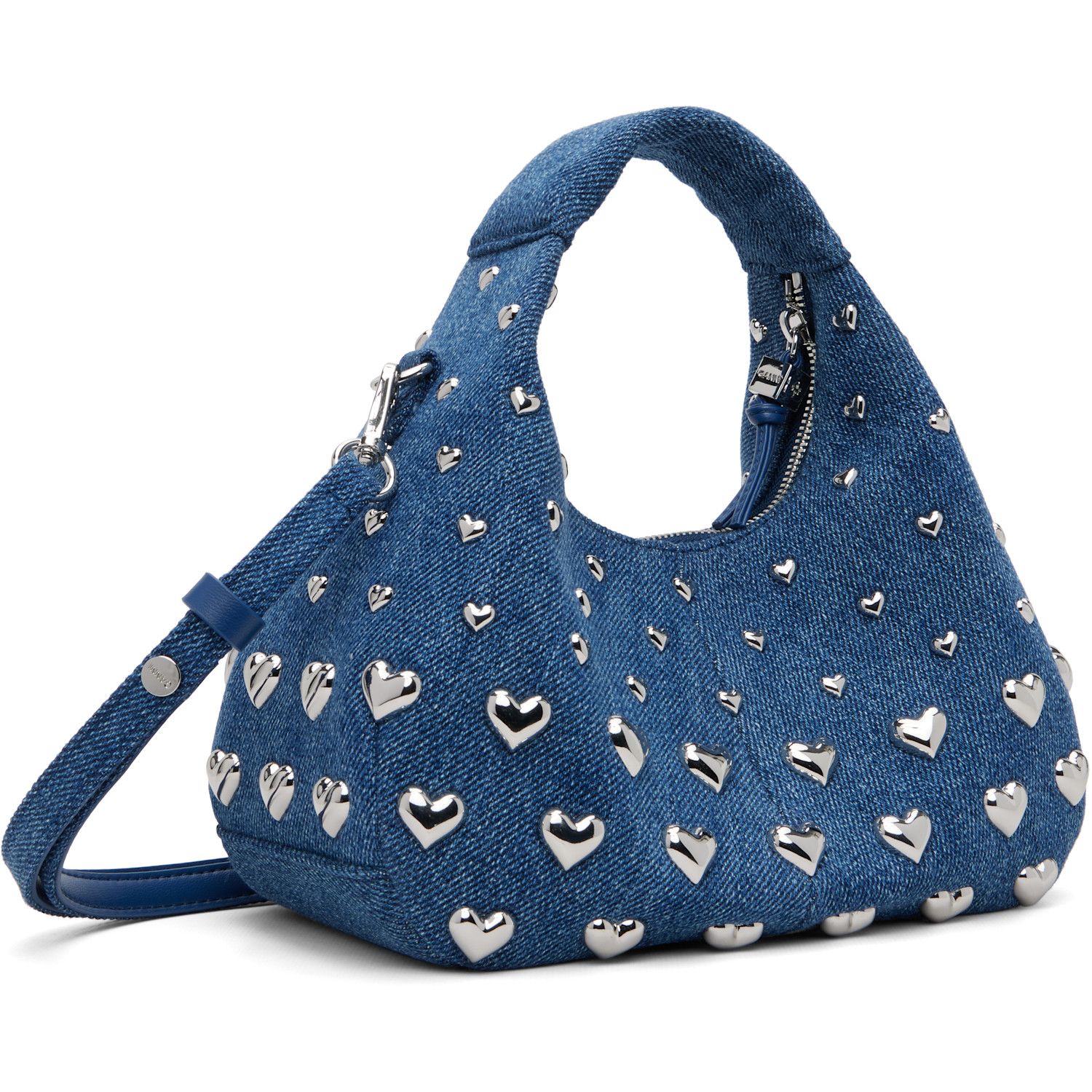  Ganni Blue Denim Stud Mini Bag 