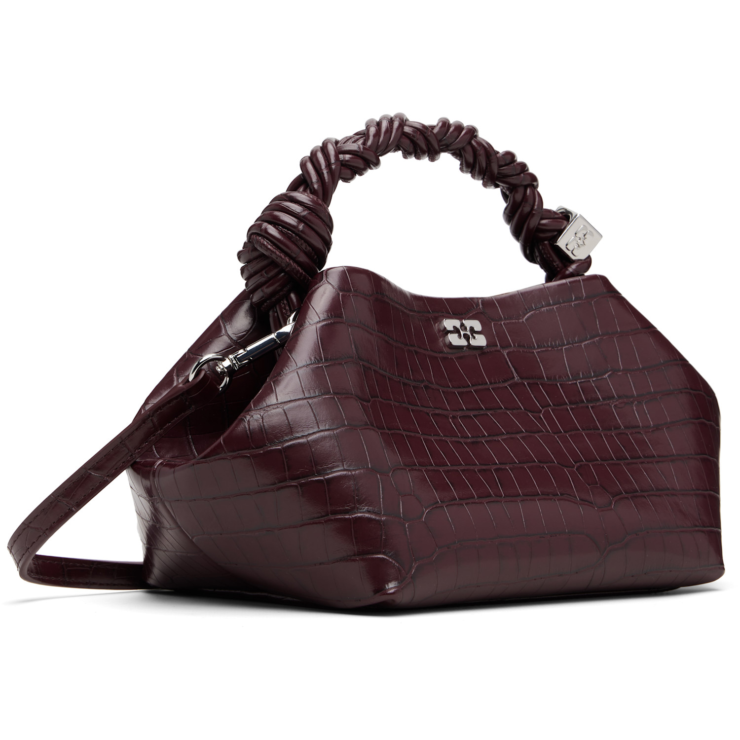  Ganni Burgundy Croco Small Bou Bag 