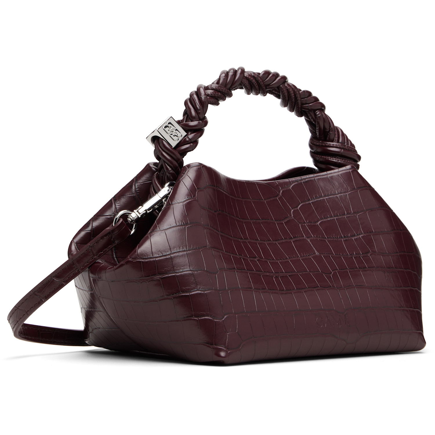  Ganni Burgundy Croco Small Bou Bag 