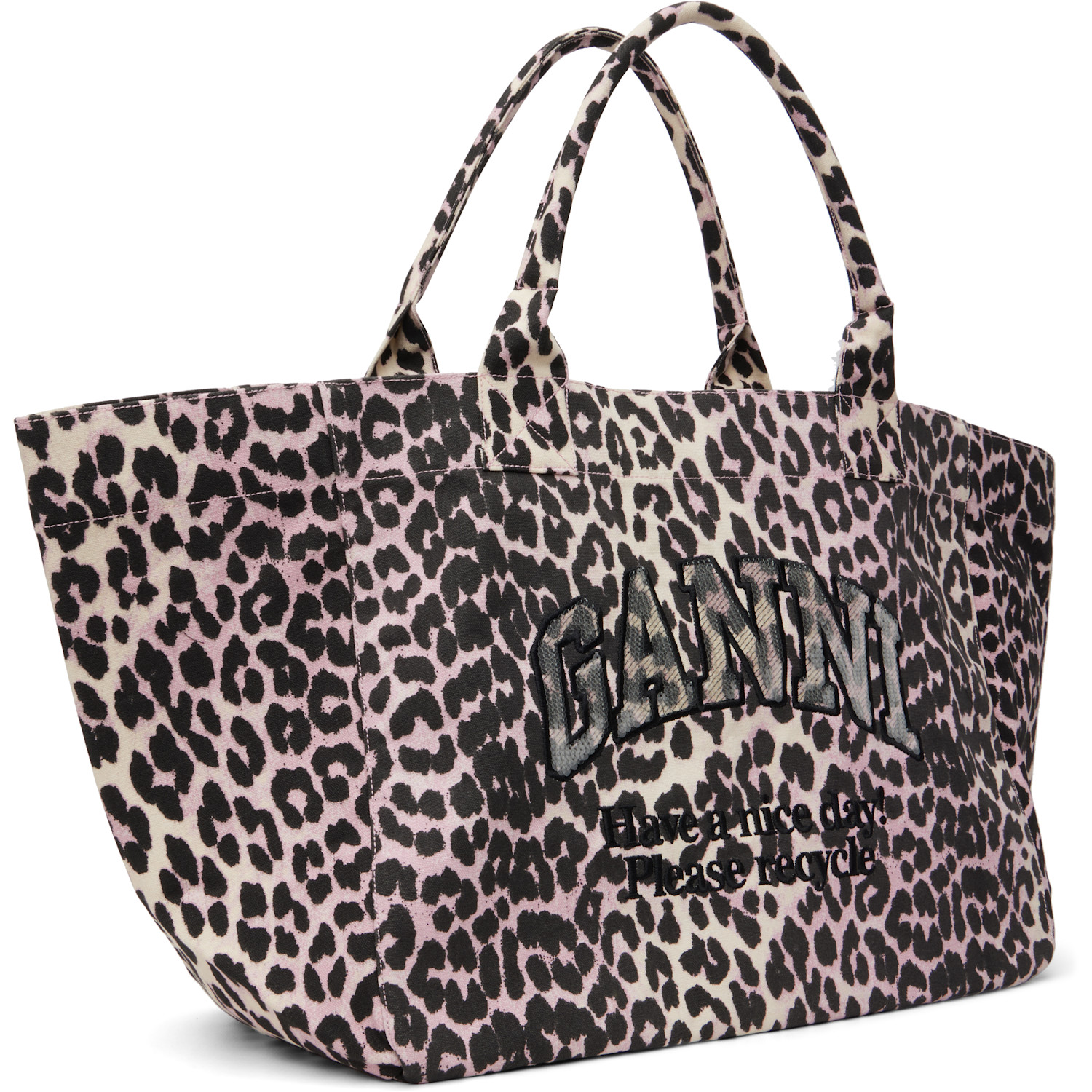 Ganni Pink Leopard Sequin Xxl Tote 