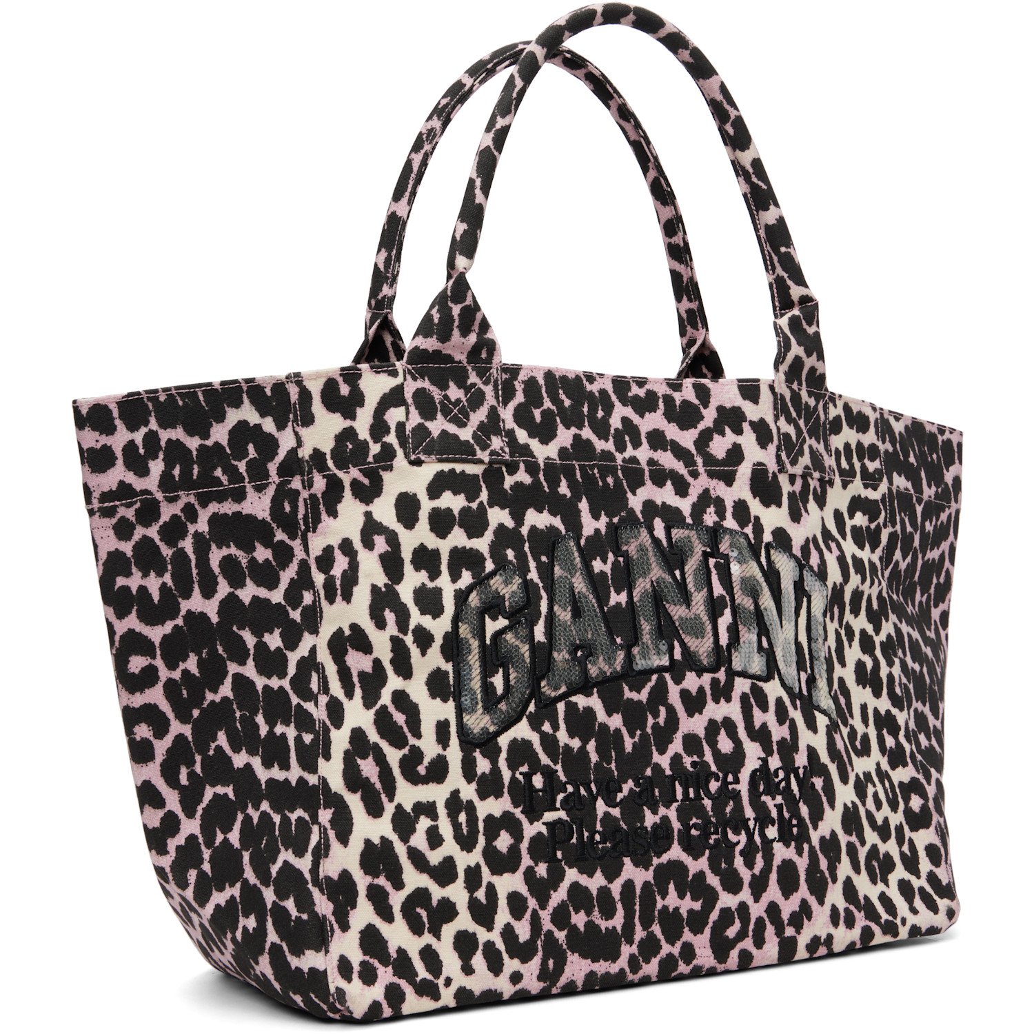  Ganni Pink Leopard Medium Tote 