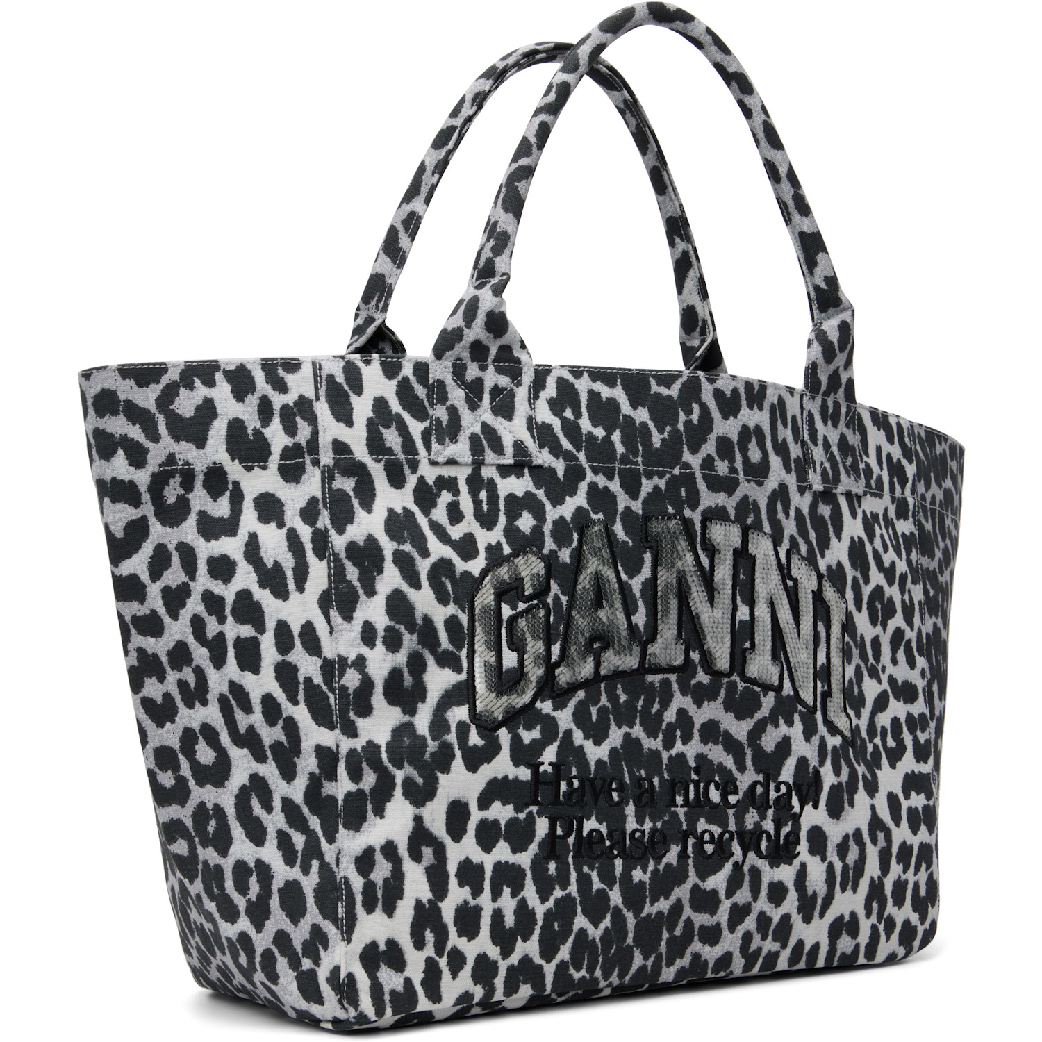  Ganni Gray Leopard Medium Tote 